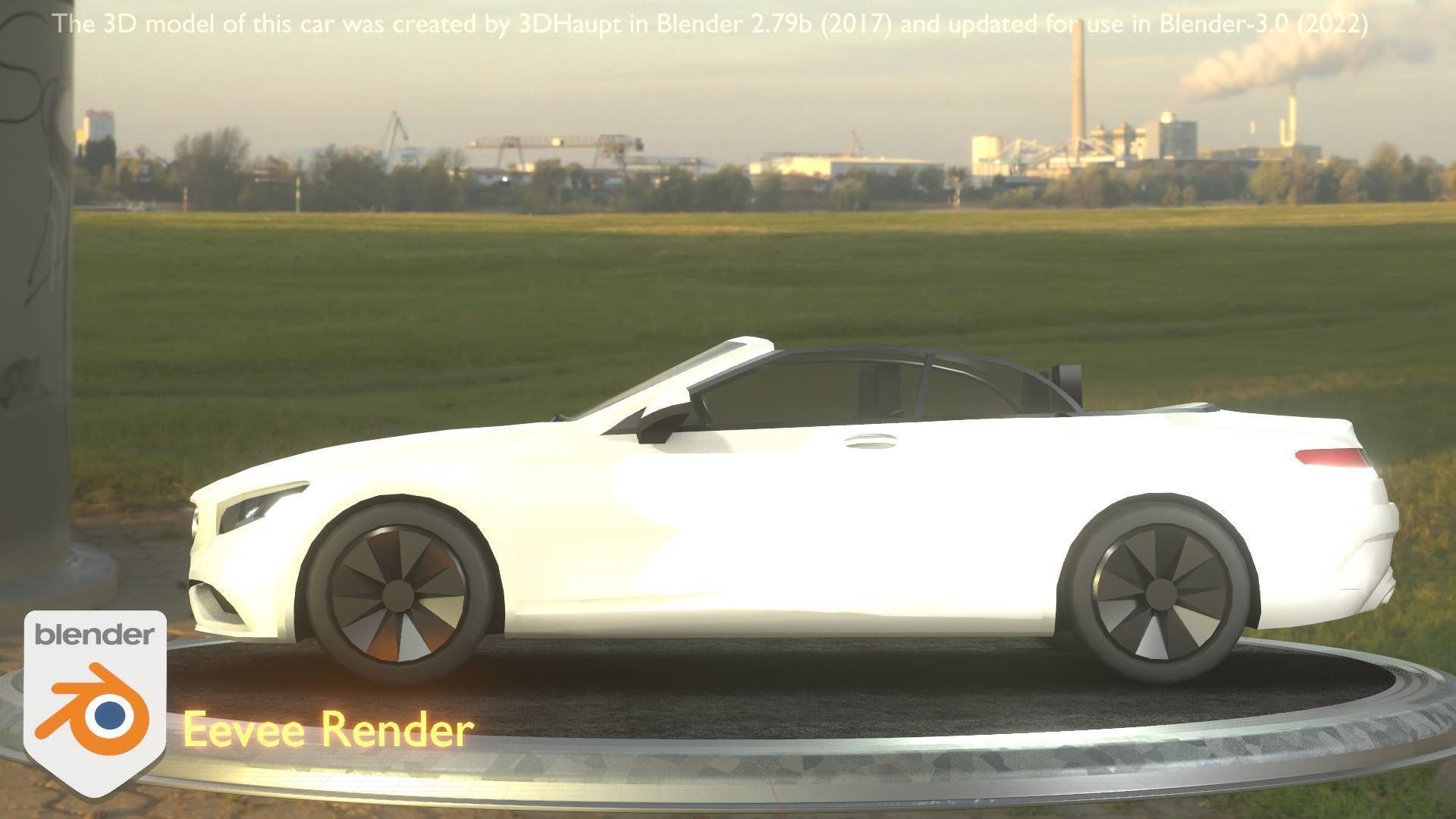 City Car 21 Upper Class Convertible Open Type-A White  Low-poly 3D model_4