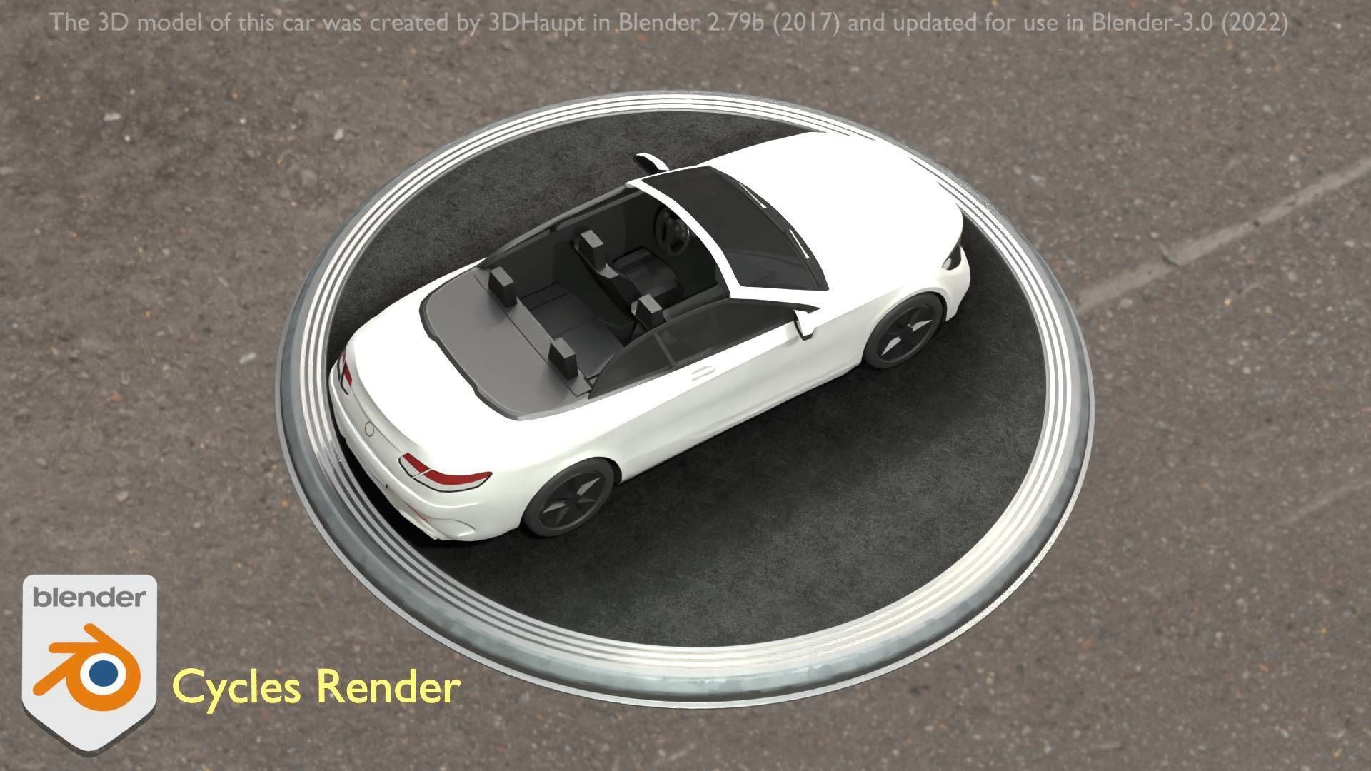 City Car 21 Upper Class Convertible Open Type-A White  Low-poly 3D model_23