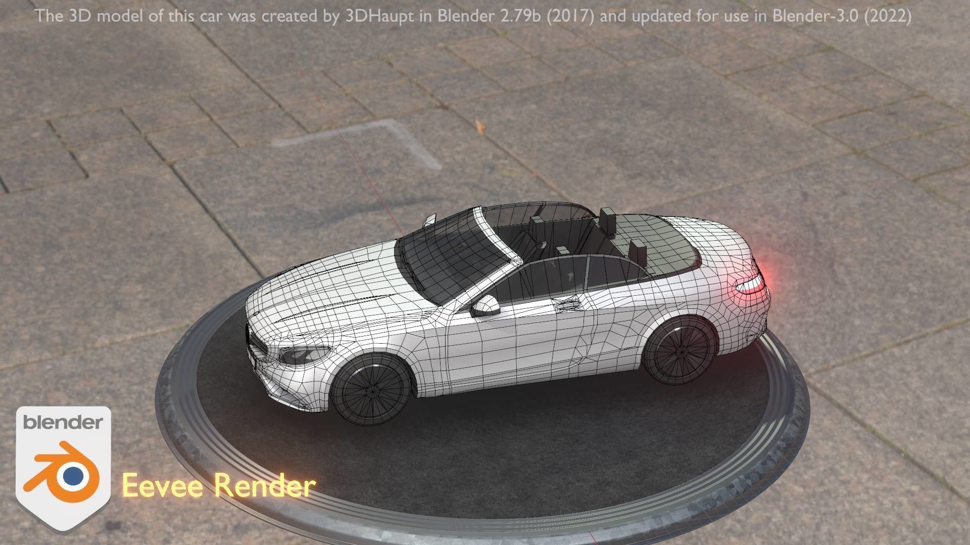 City Car 21 Upper Class Convertible Open Type-A White  Low-poly 3D model_28