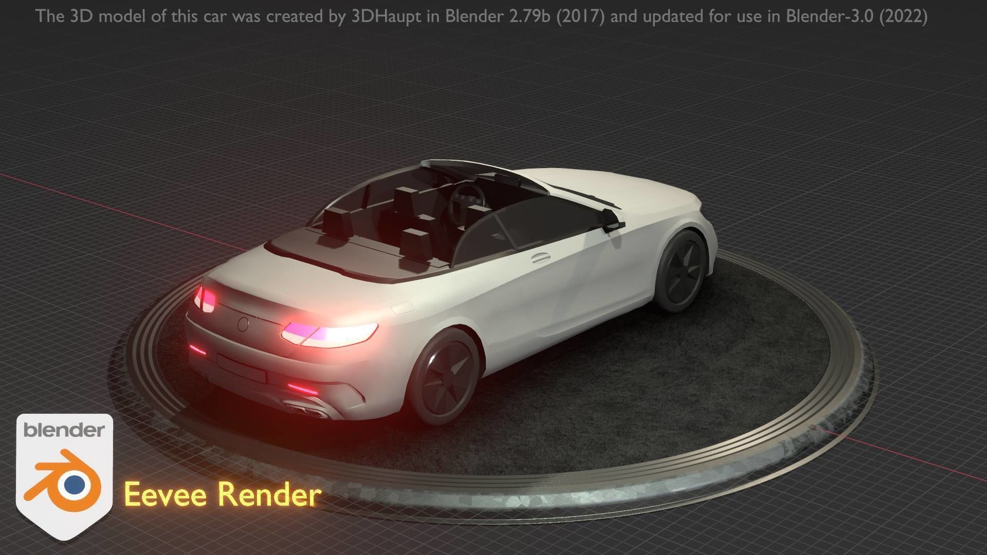 City Car 21 Upper Class Convertible Open Type-A White  Low-poly 3D model_6