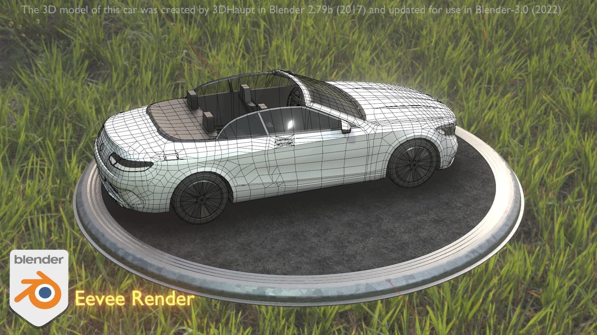 City Car 21 Upper Class Convertible Open Type-A White  Low-poly 3D model_9