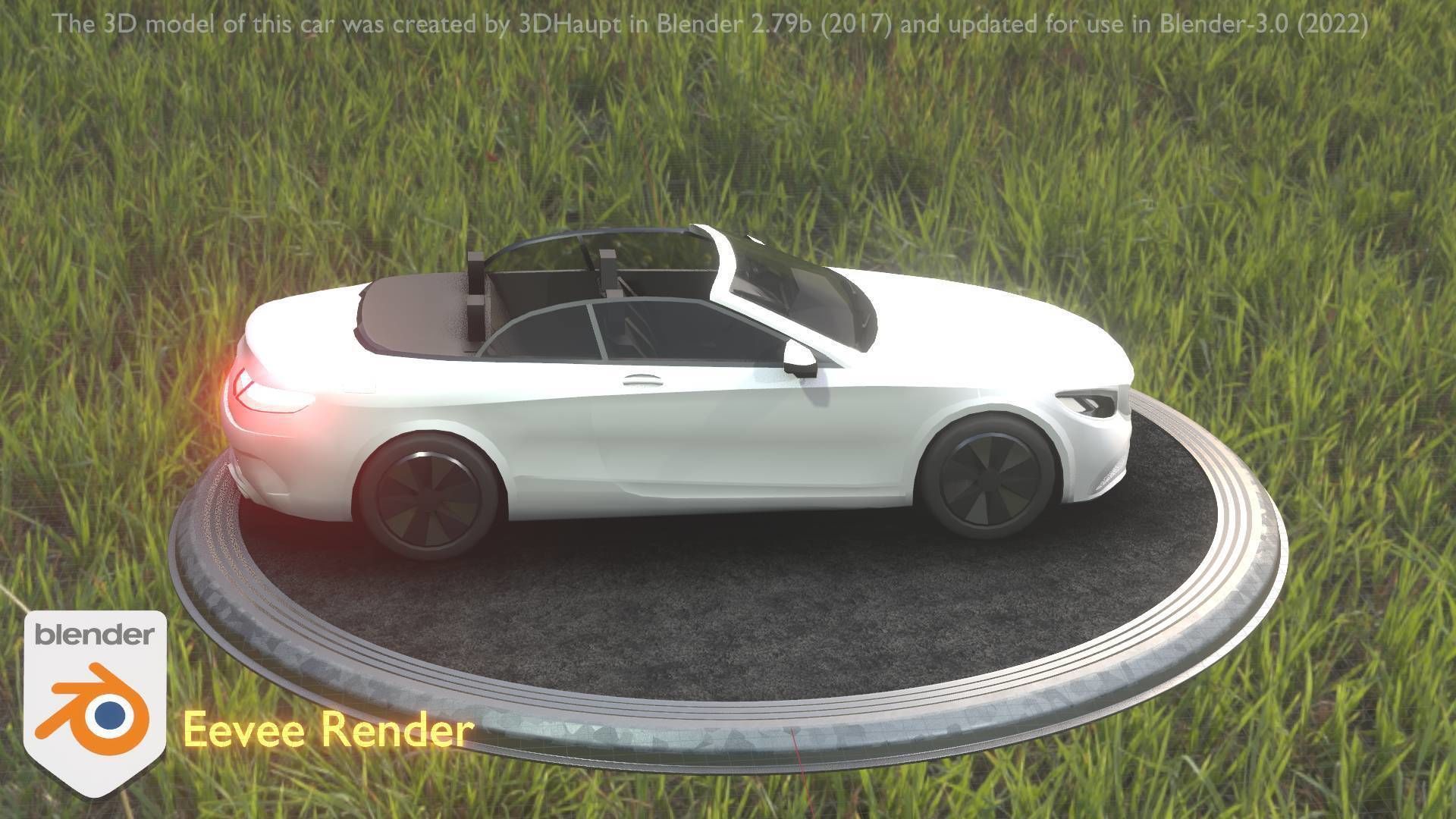 City Car 21 Upper Class Convertible Open Type-A White  Low-poly 3D model_87