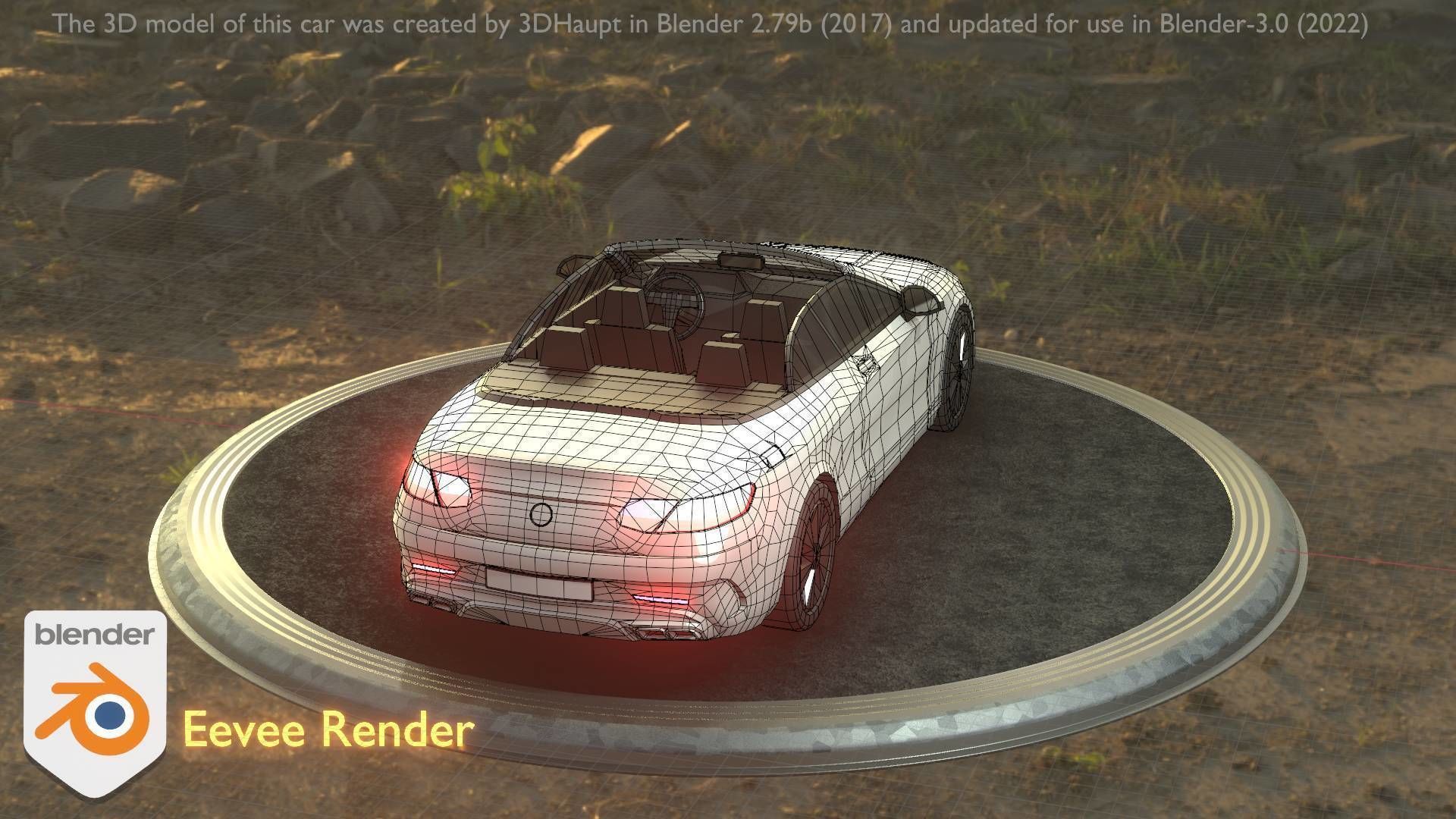 City Car 21 Upper Class Convertible Open Type-A White  Low-poly 3D model_12