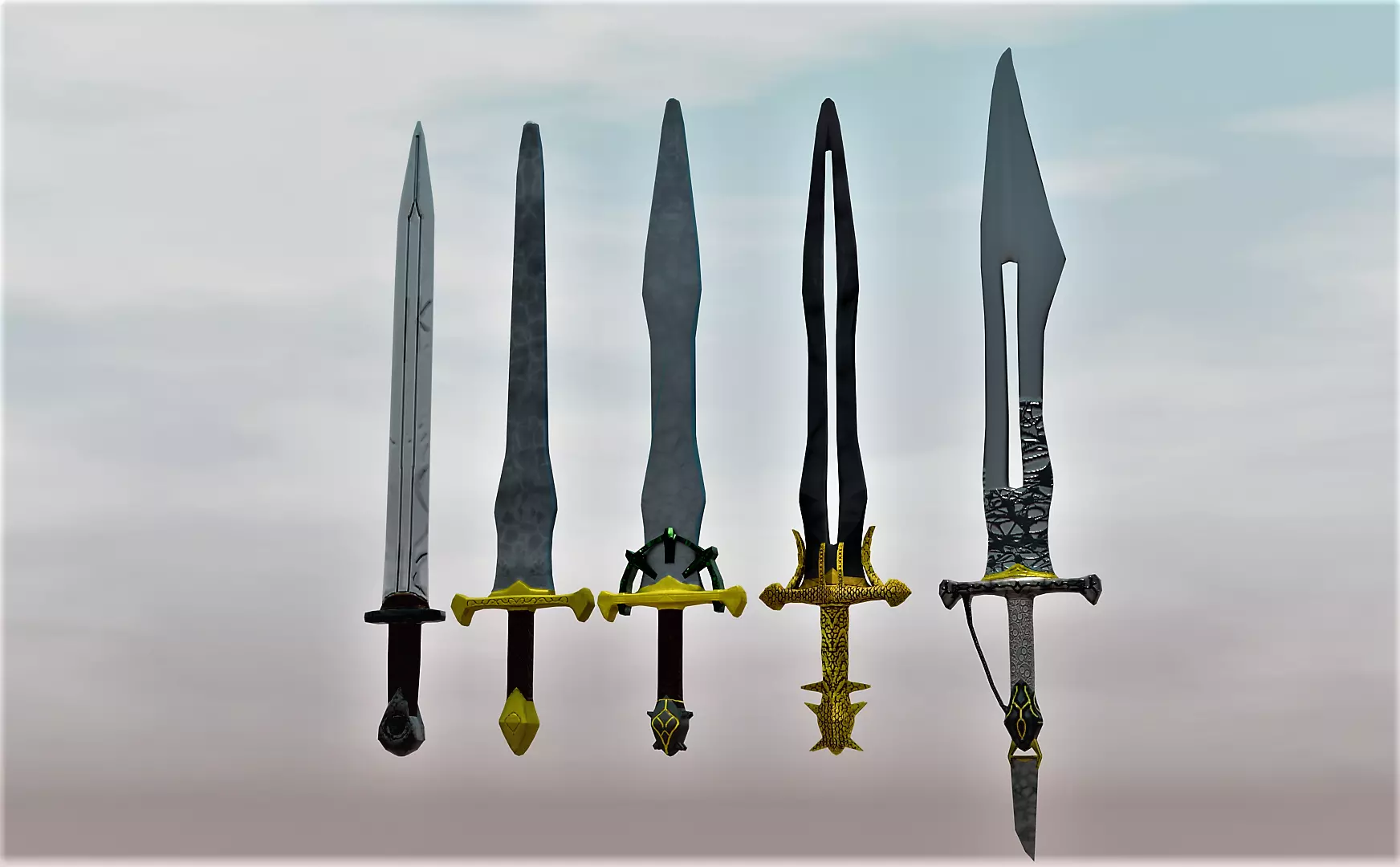 Low Poly Swords four Low-poly 3D model_0