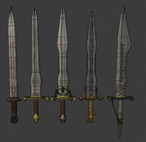 Low Poly Swords four Low-poly 3D model_3