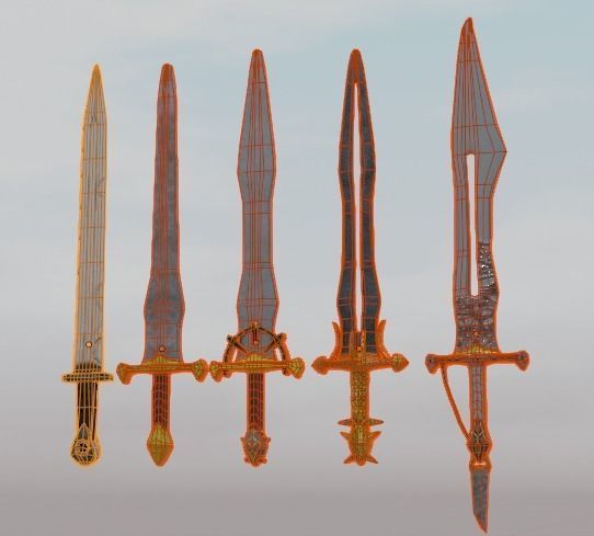 Low Poly Swords four Low-poly 3D model_2