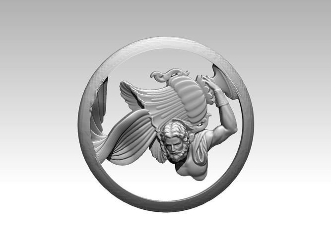 Aquarius silver medallion with bird in it 3D print model