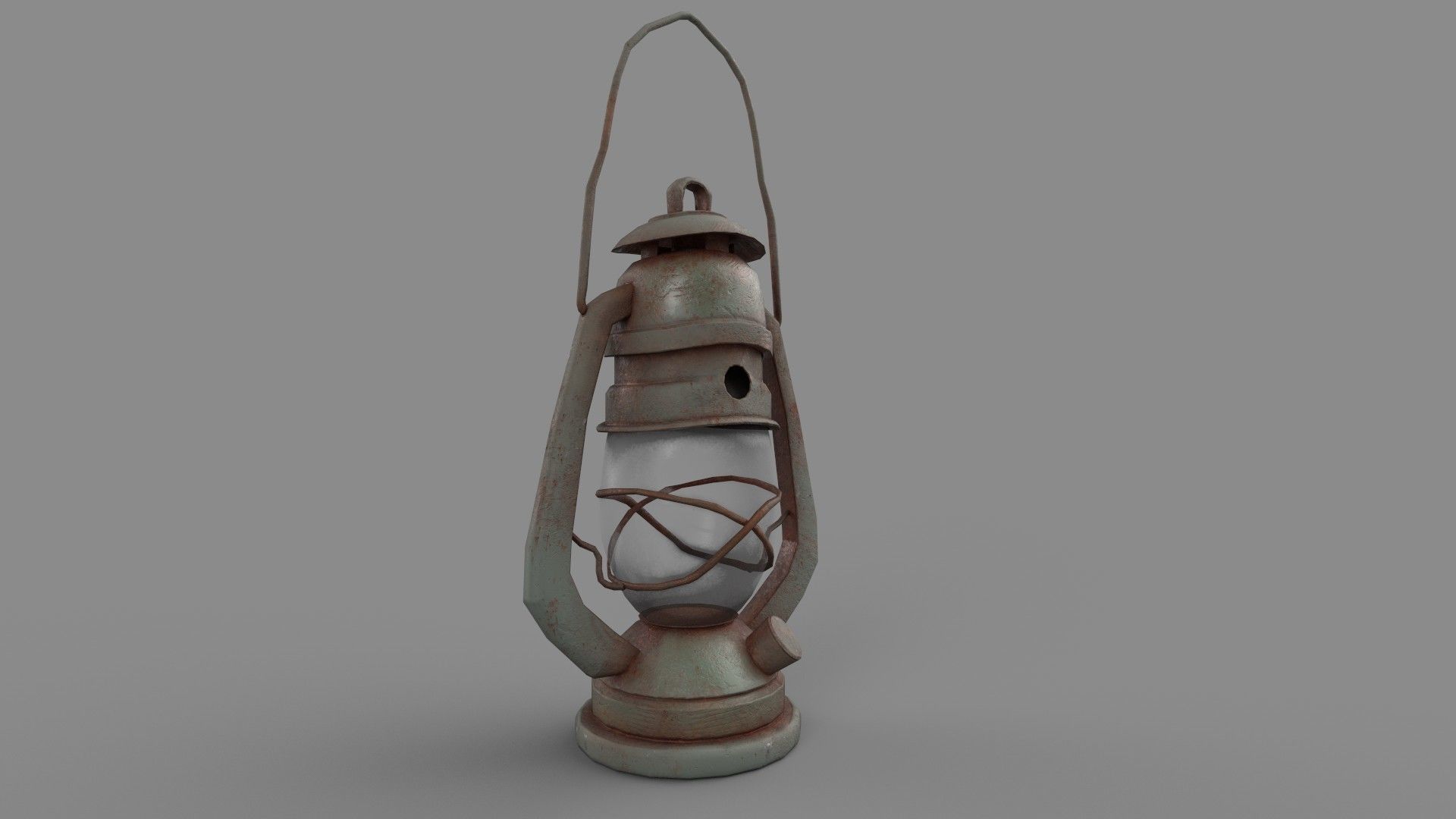 Oil lamp Low-poly 3D model_1