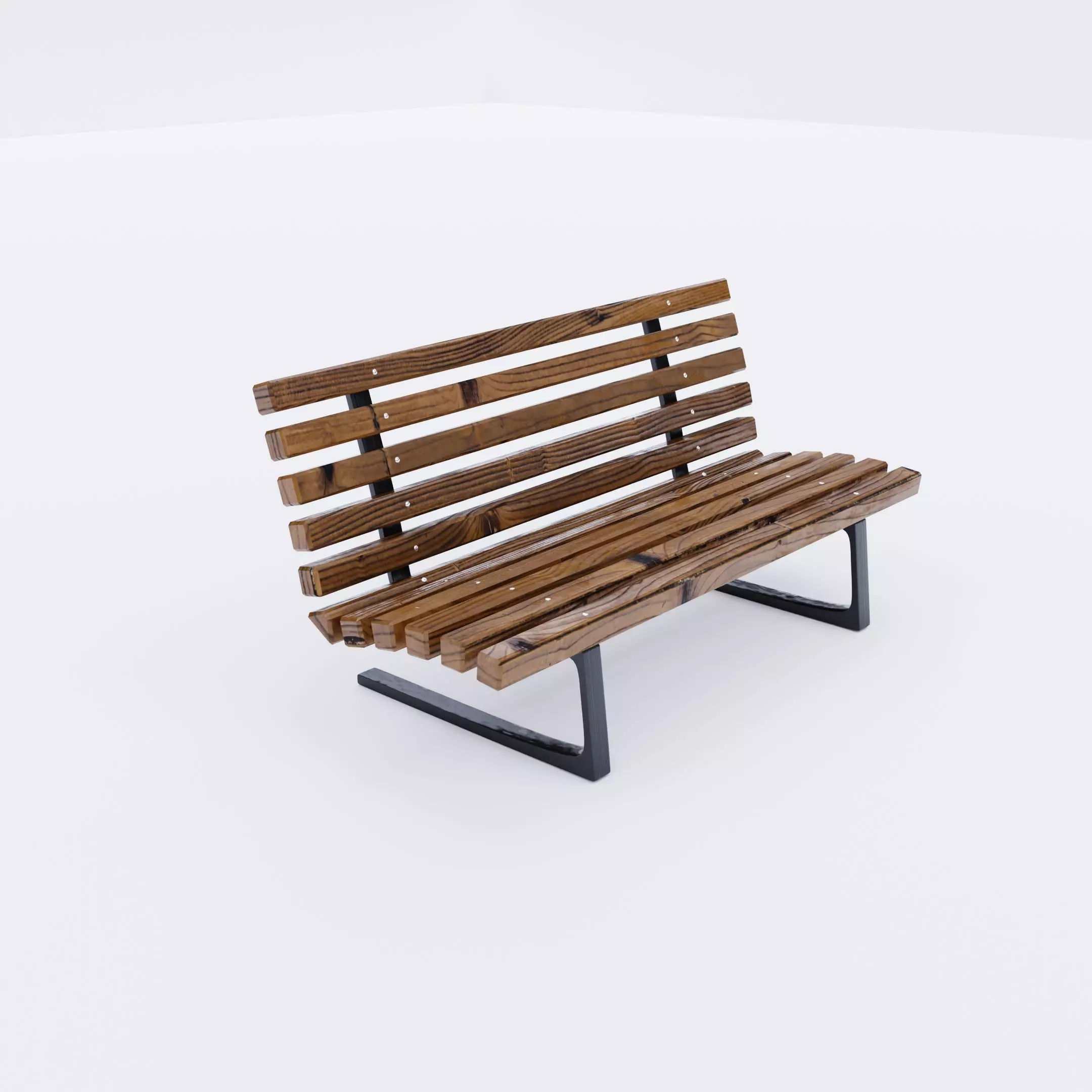 Wooden bench with metal frame Free 3D model
