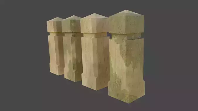 German Old Town Sandstone Bollard Low-poly 3D model