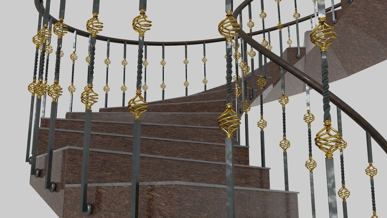 Stairs spiral staircase 3D model_1