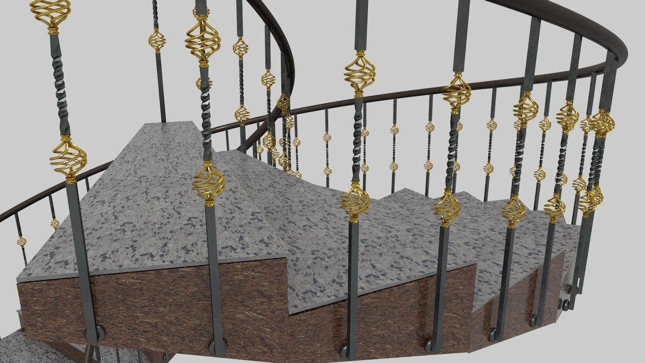 Stairs spiral staircase 3D model_4