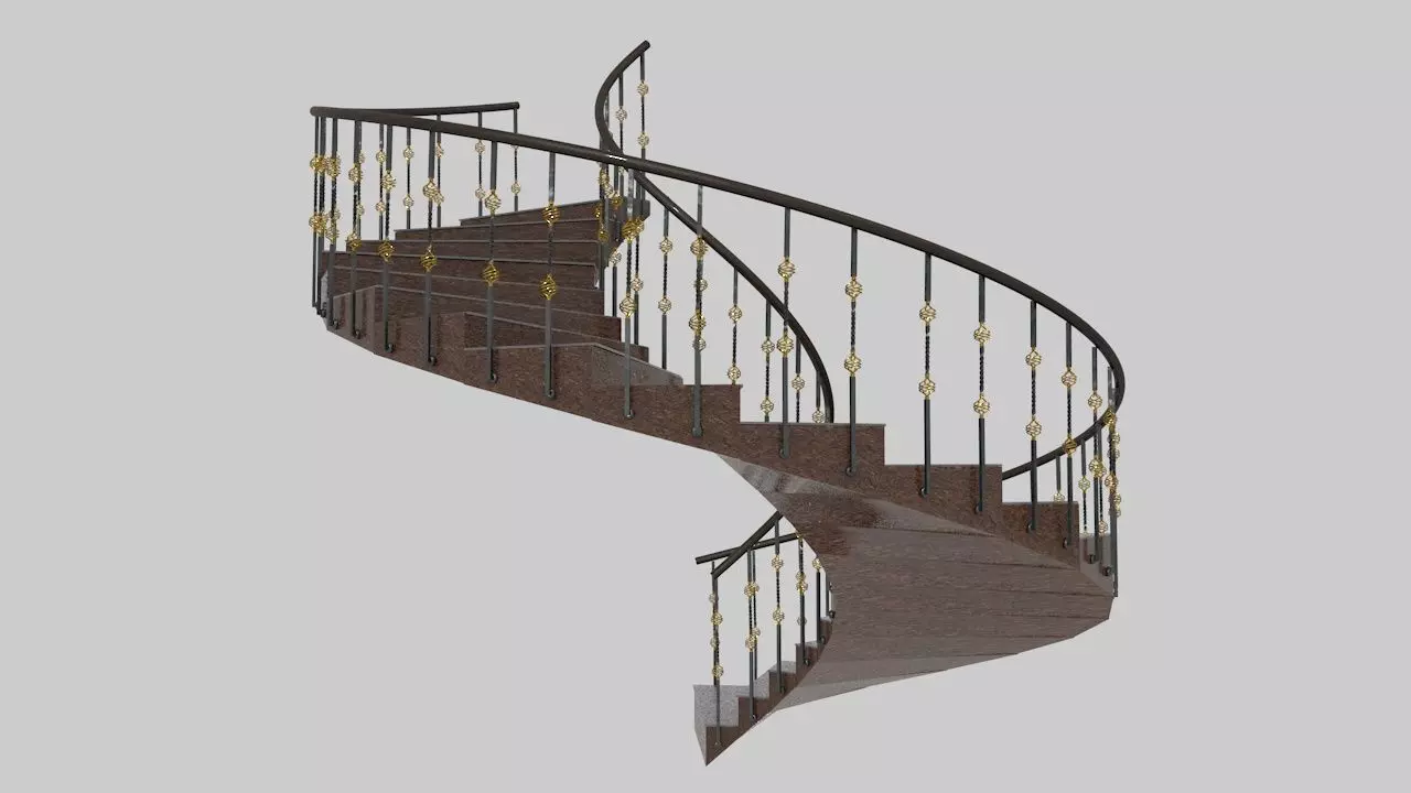 Stairs spiral staircase 3D model_0