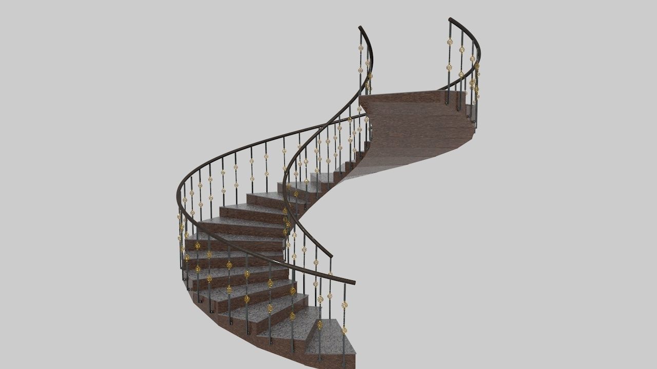 Stairs spiral staircase 3D model_3