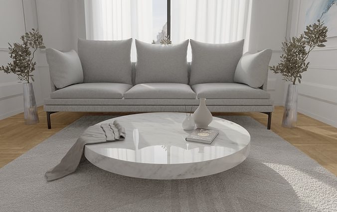 CHEAP MODELZ Marble coffee table including decorations Low-poly 3D model
