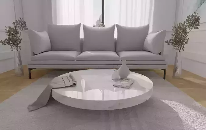 CHEAP MODELZ Marble coffee table including decorations Low-poly 3D model