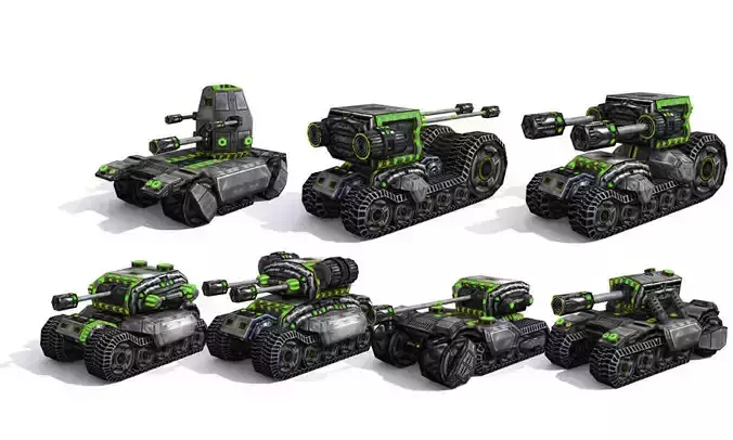 Future combat vehicle collection Low-poly 3D model