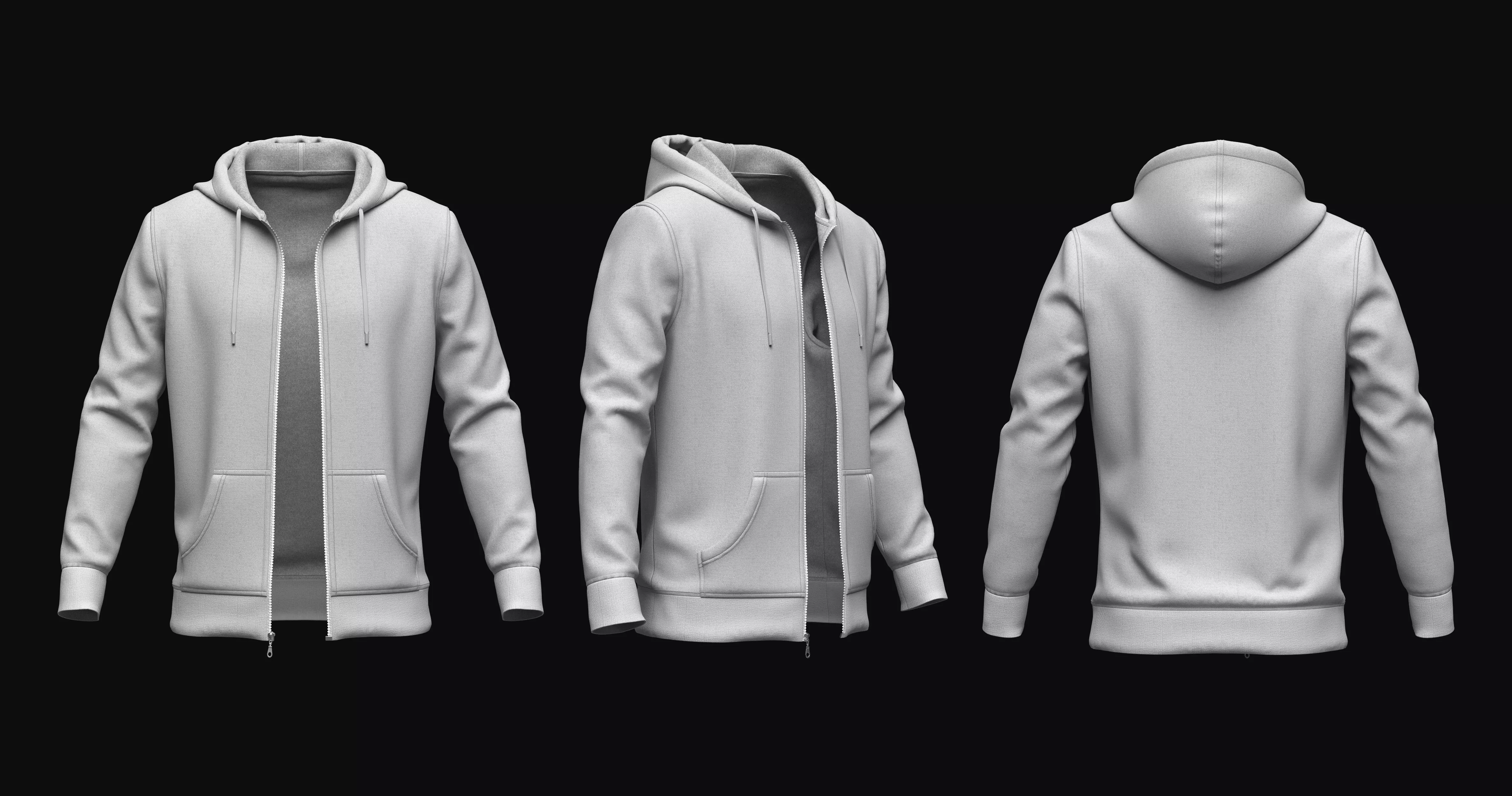 Front Zip Hoodie 3D model