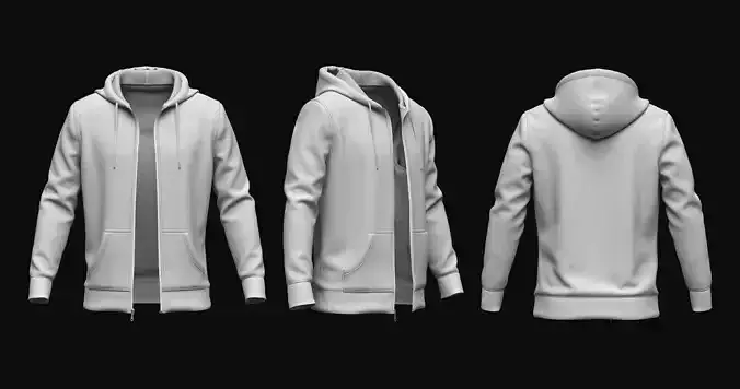 Front Zip Hoodie 3D model