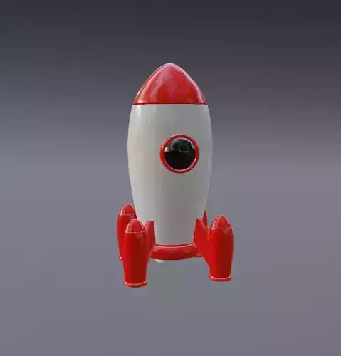 Cartoon Rocket Low-poly 3d model