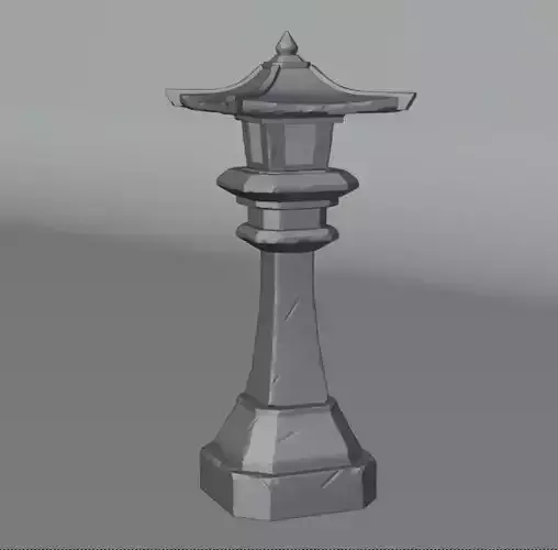 Stylize Stone Lamp High And Lowpoly Model