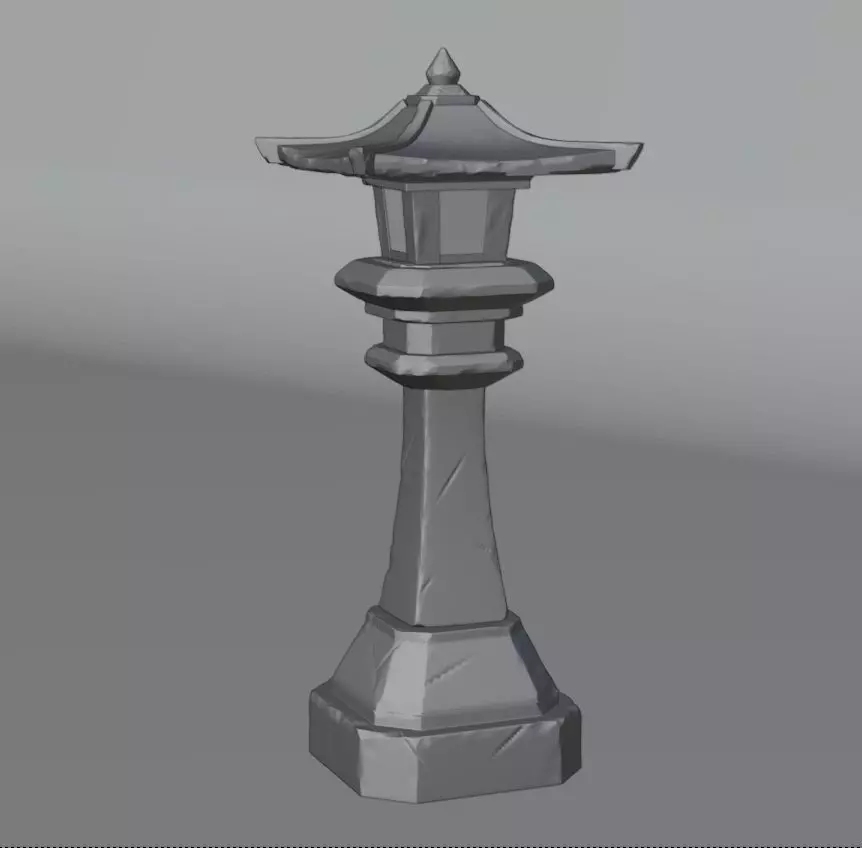 Stylize Stone Lamp High And Lowpoly Model Low-poly 3D model_0