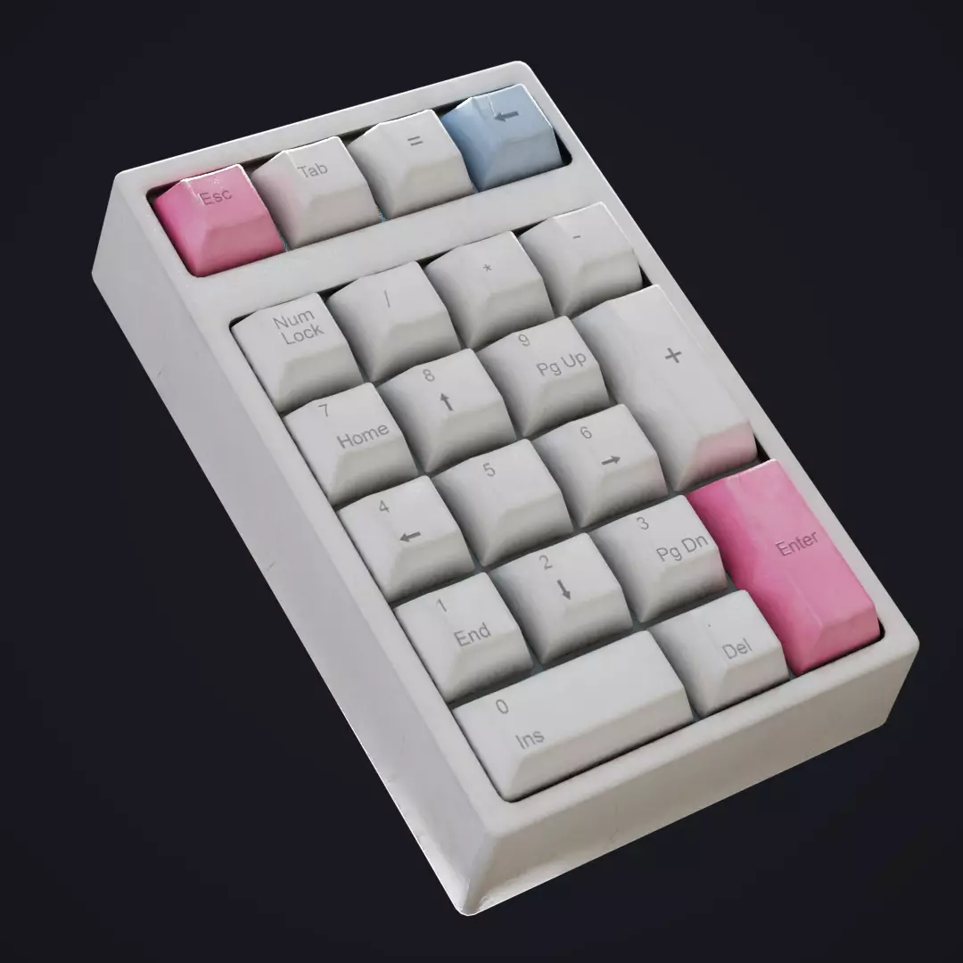 Computer White Keyboard Numpad 3D model_0