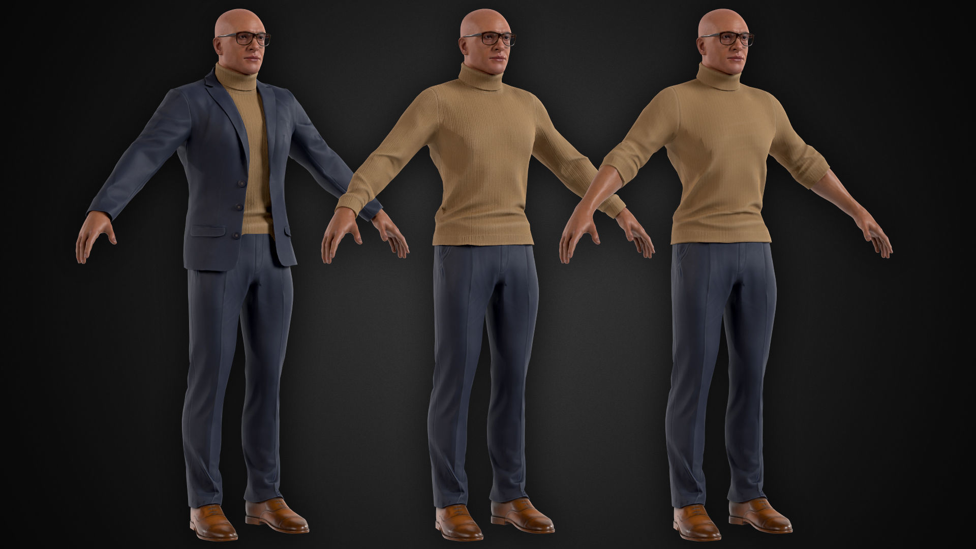 Man in Suit Low-poly 3D model_14