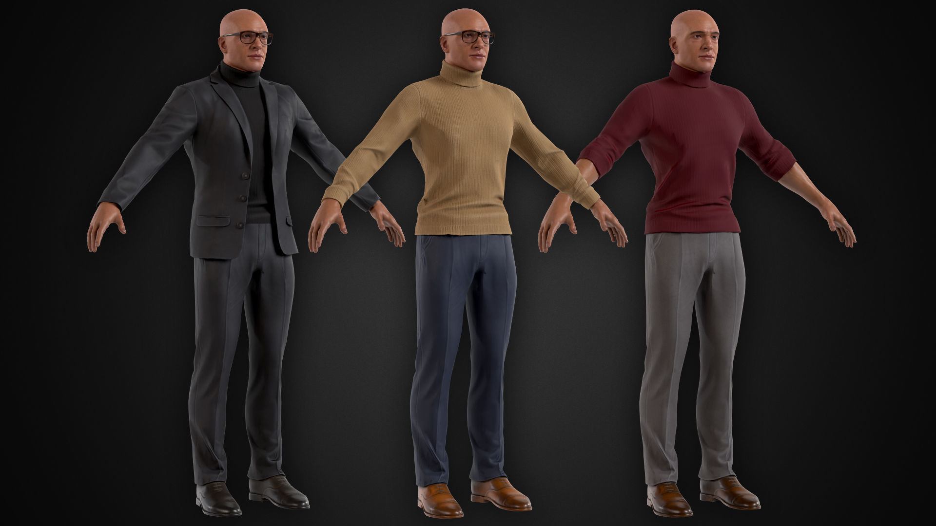 Man in Suit Low-poly 3D model_3