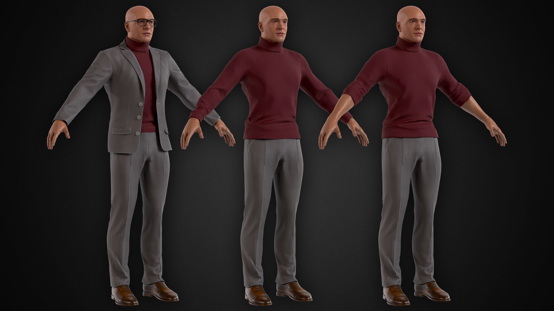 Man in Suit Low-poly 3D model_11