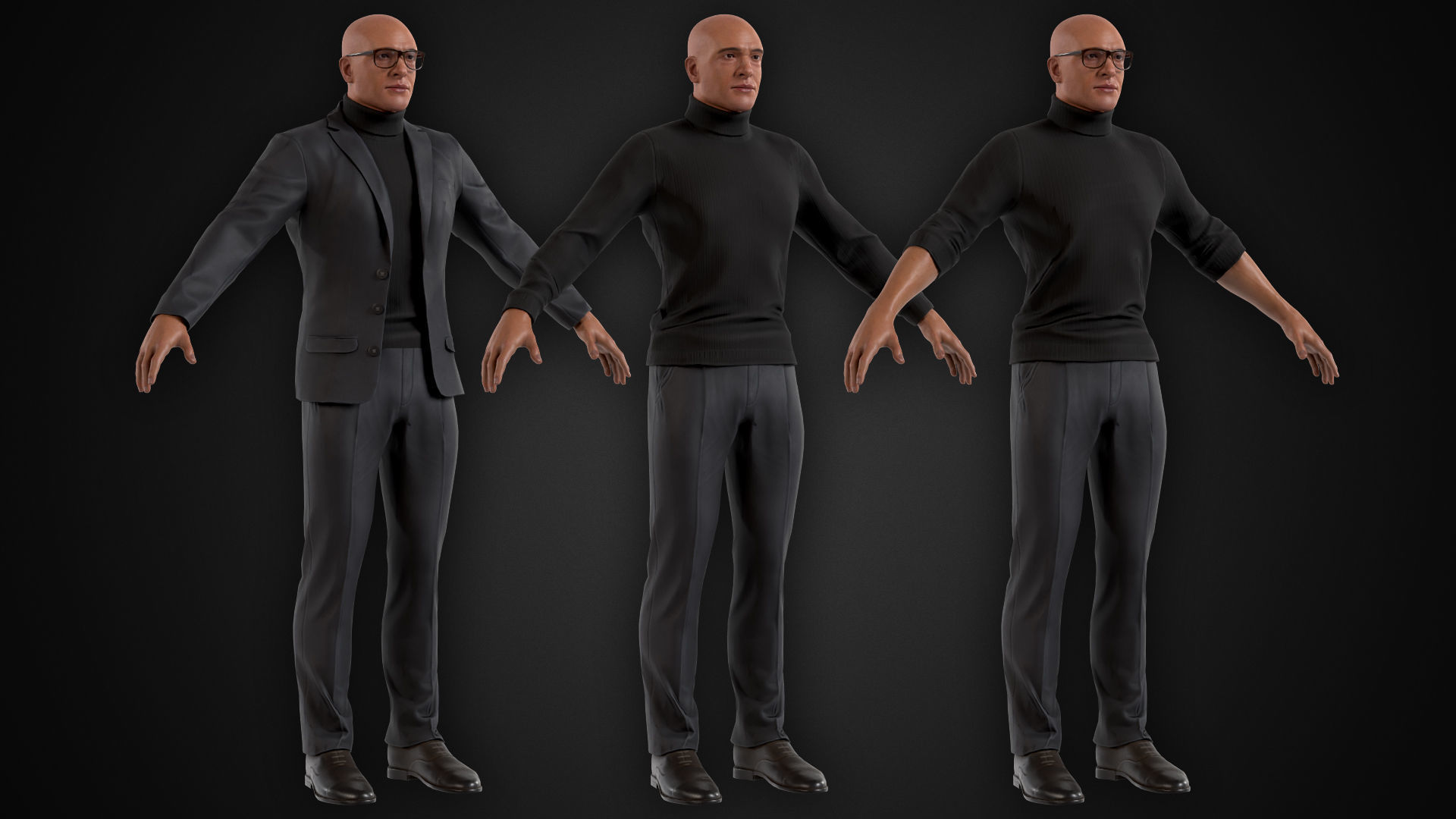 Man in Suit Low-poly 3D model_12