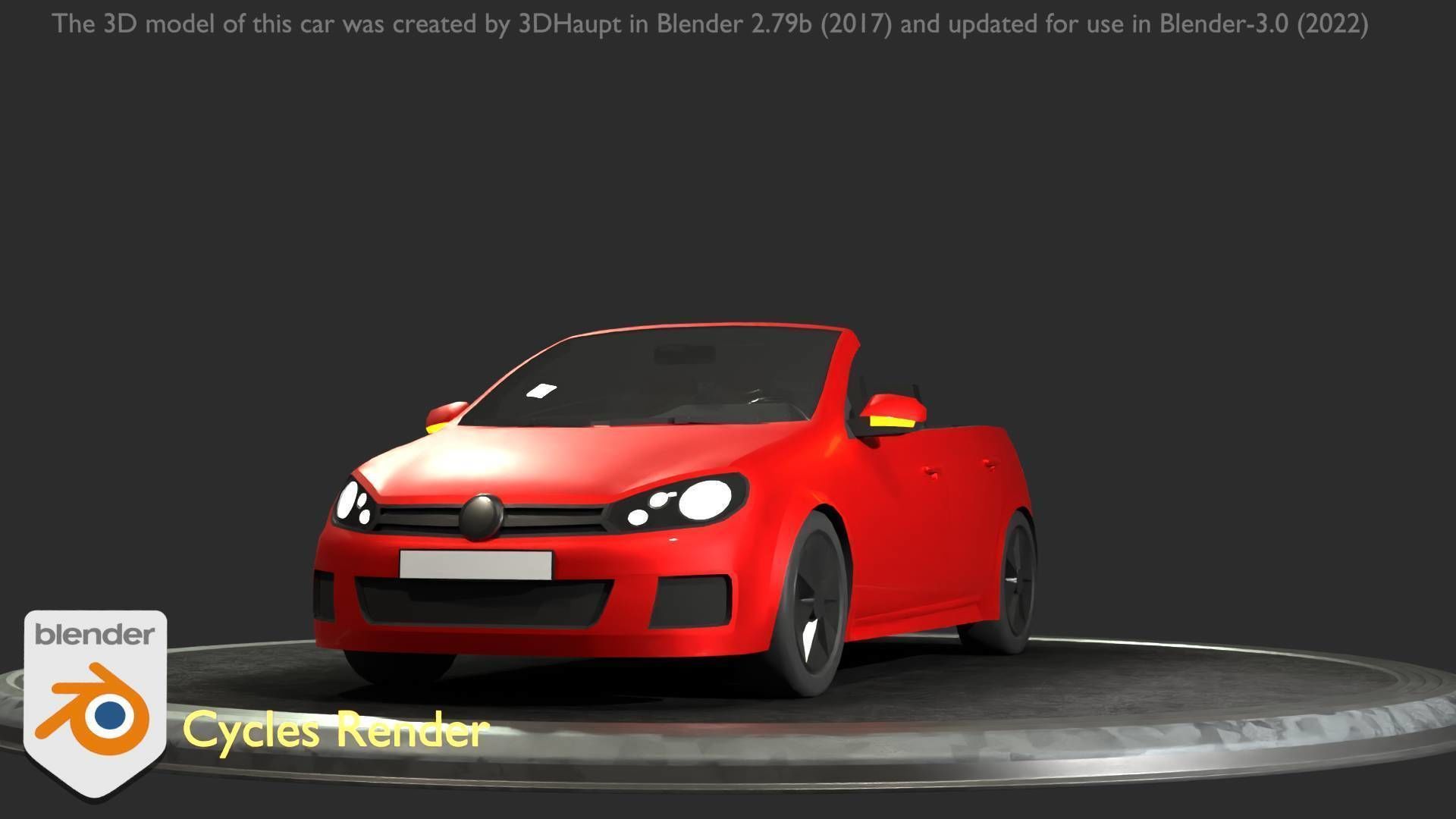 City Car 27 Compact Class Convertible Open Type-C Red Low-poly 3D model_45