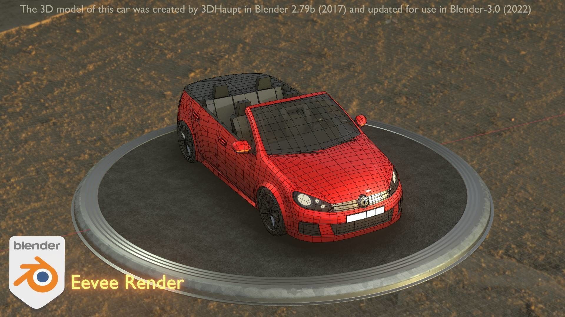 City Car 27 Compact Class Convertible Open Type-C Red Low-poly 3D model_23