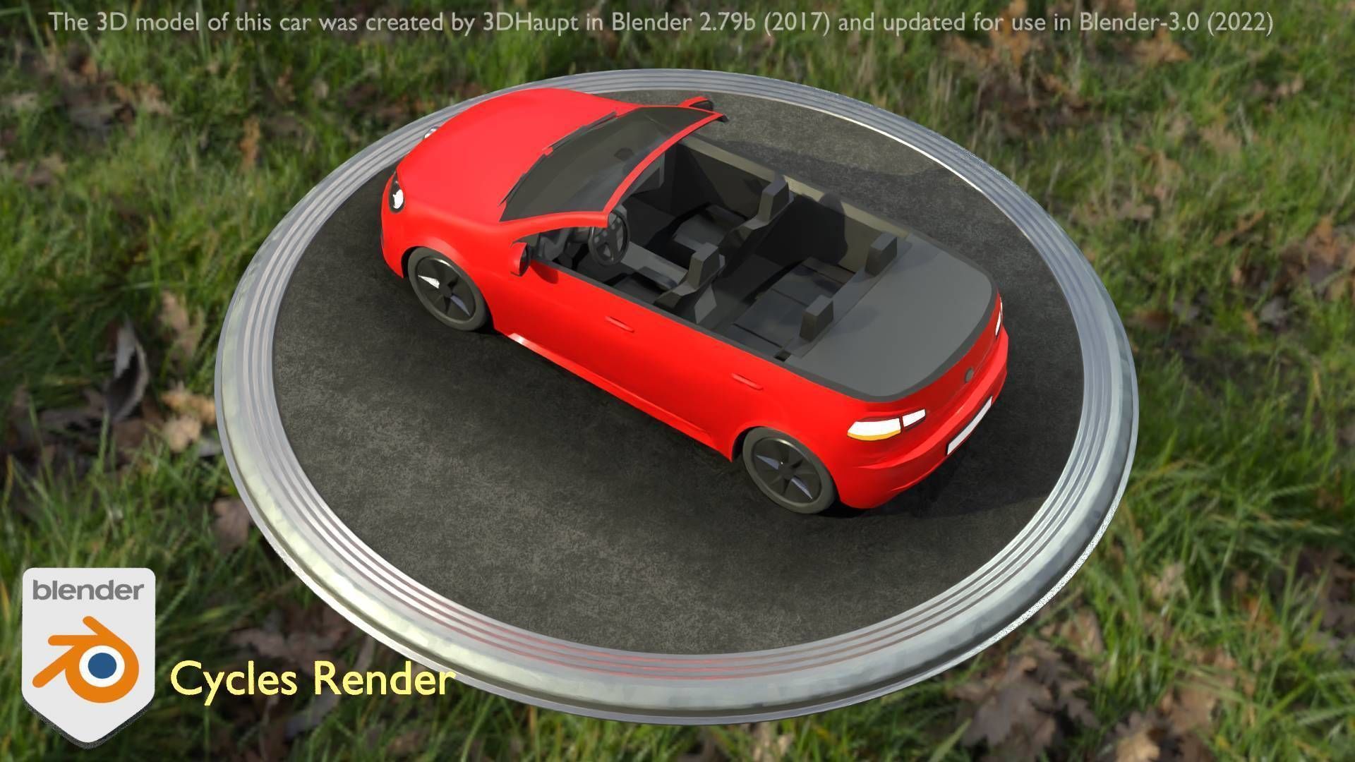 City Car 27 Compact Class Convertible Open Type-C Red Low-poly 3D model_80