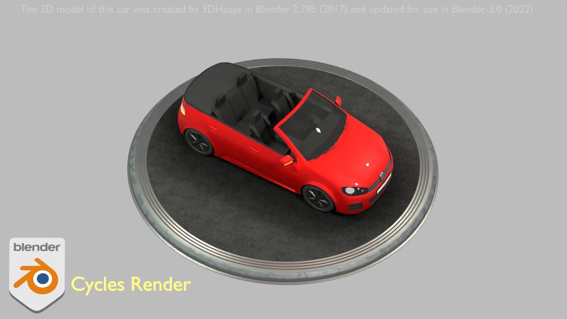 City Car 27 Compact Class Convertible Open Type-C Red Low-poly 3D model_81