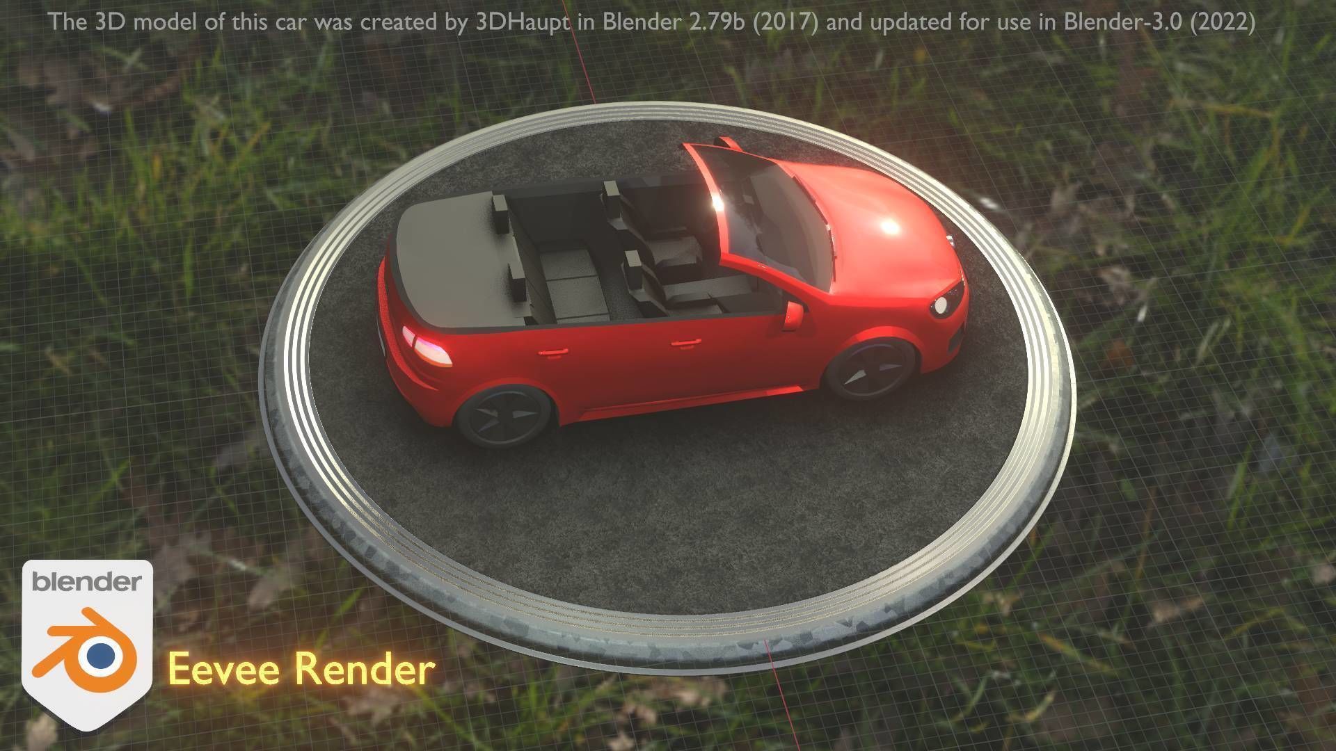 City Car 27 Compact Class Convertible Open Type-C Red Low-poly 3D model_12