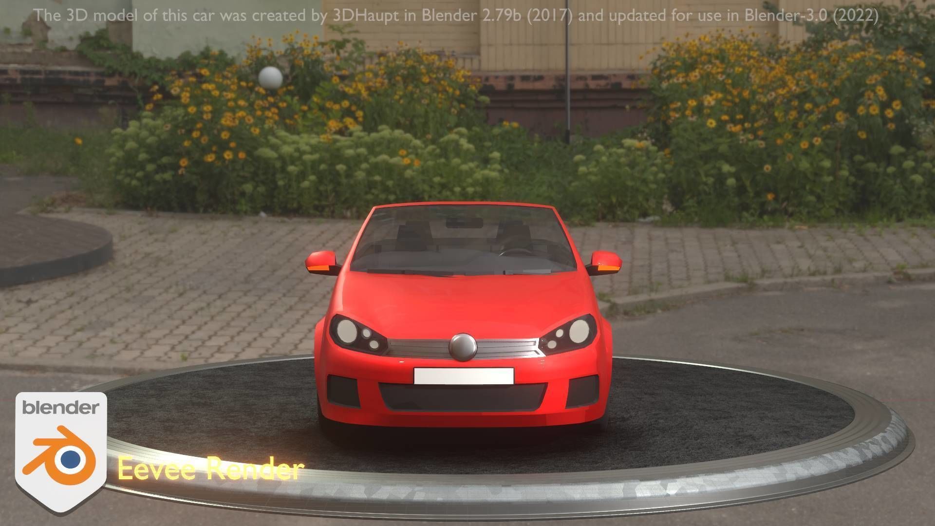 City Car 27 Compact Class Convertible Open Type-C Red Low-poly 3D model_9