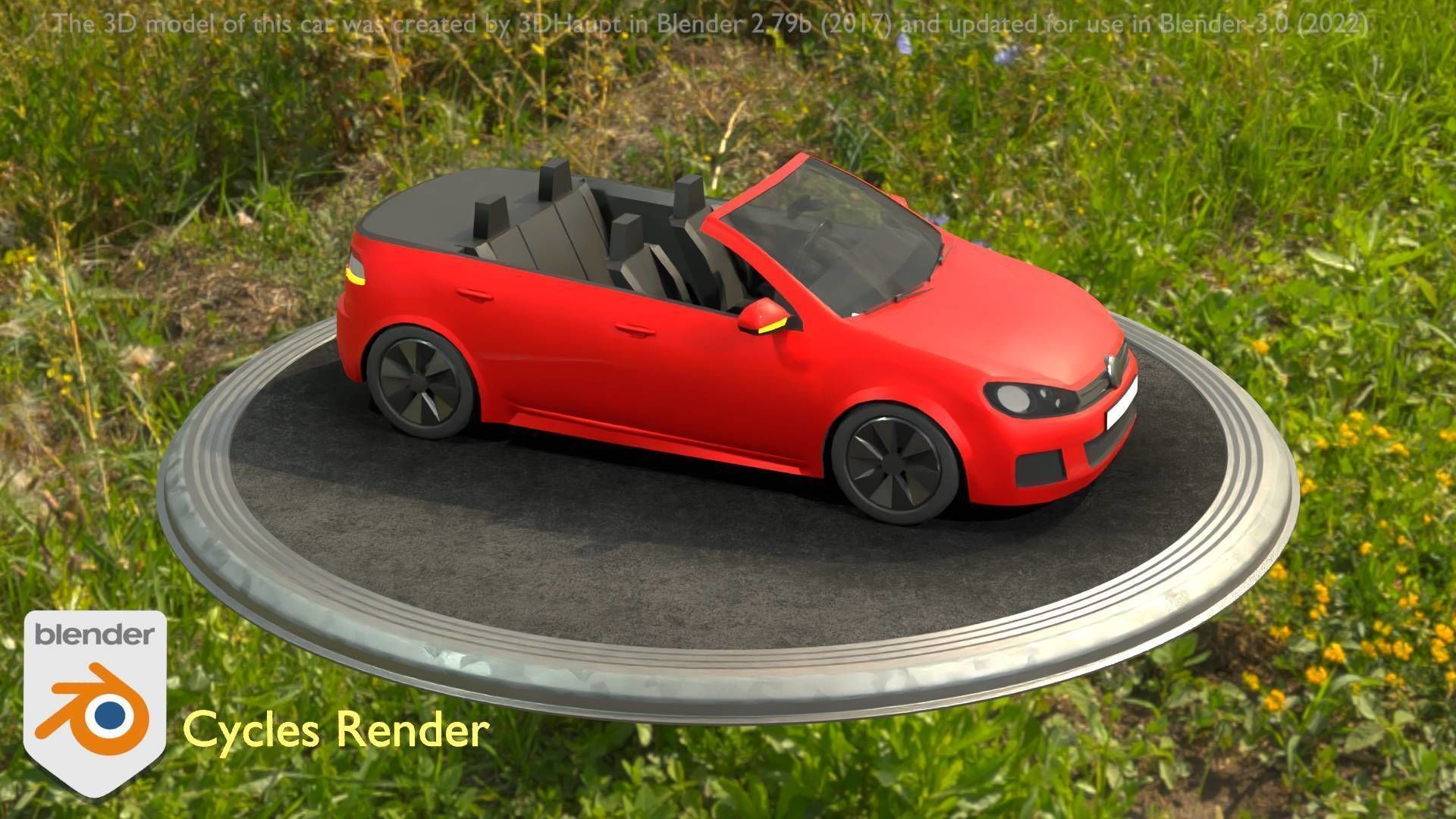City Car 27 Compact Class Convertible Open Type-C Red Low-poly 3D model_50