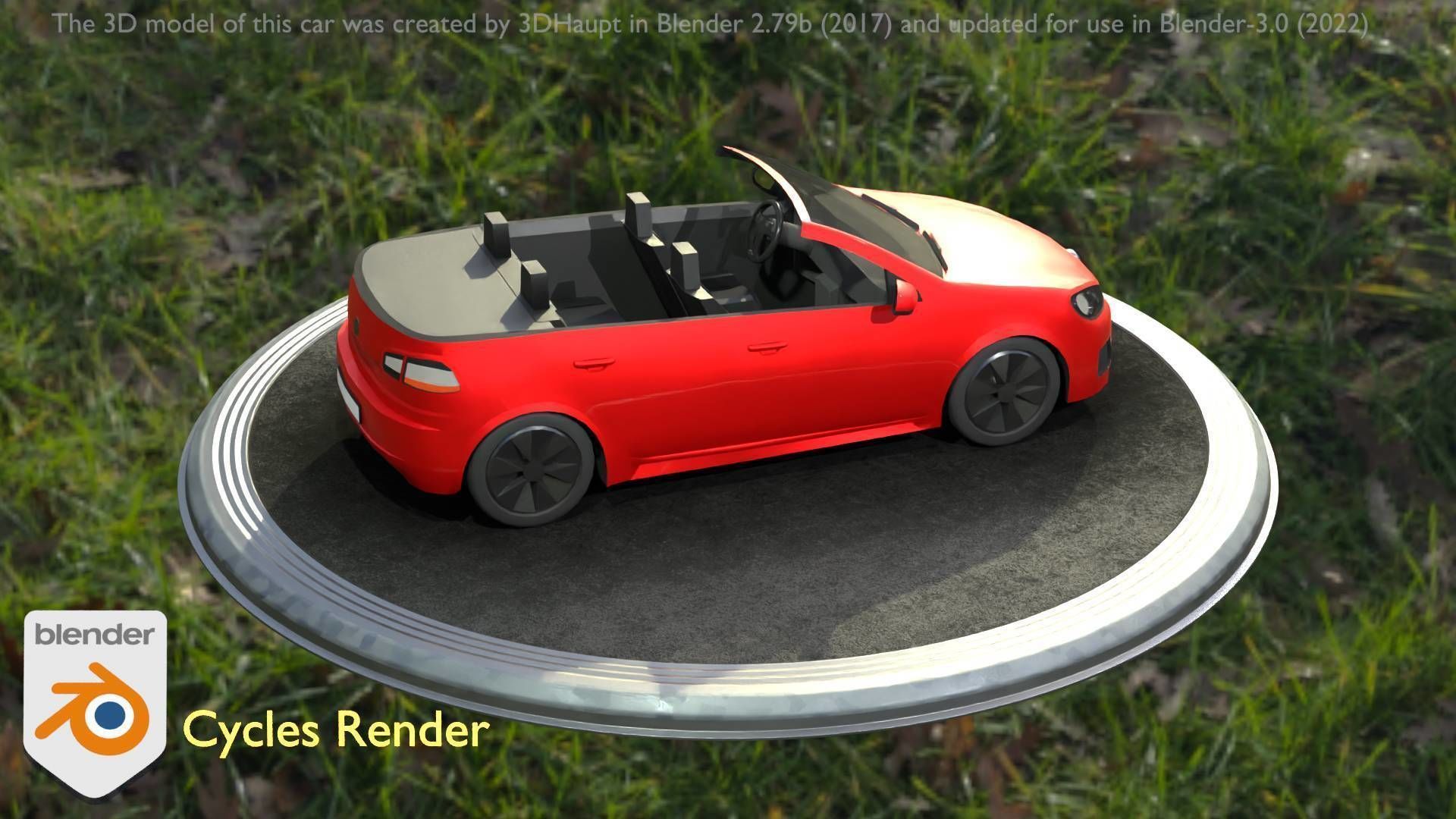 City Car 27 Compact Class Convertible Open Type-C Red Low-poly 3D model_94