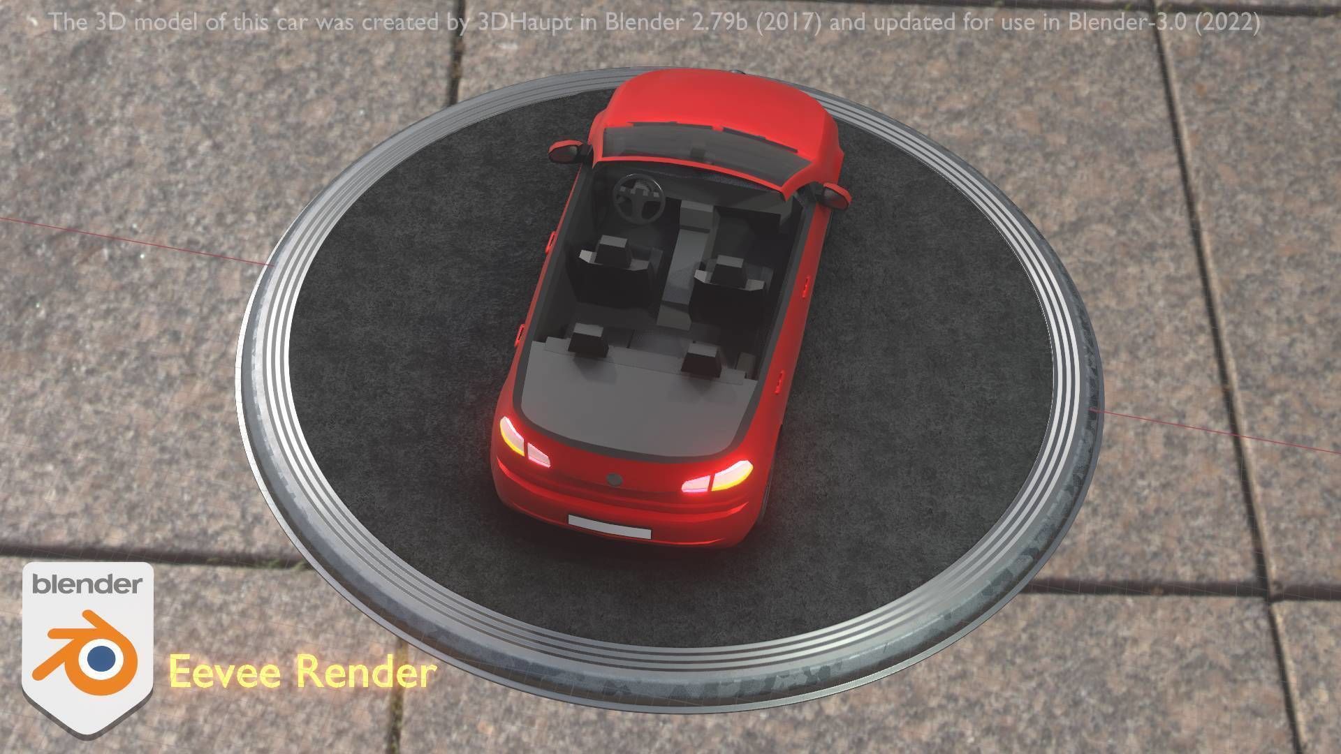 City Car 27 Compact Class Convertible Open Type-C Red Low-poly 3D model_35