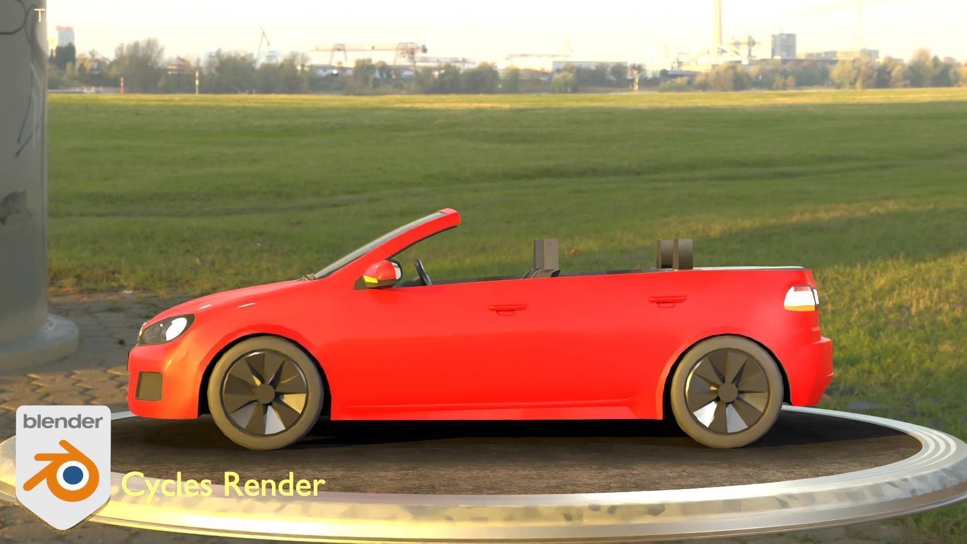 City Car 27 Compact Class Convertible Open Type-C Red Low-poly 3D model_3