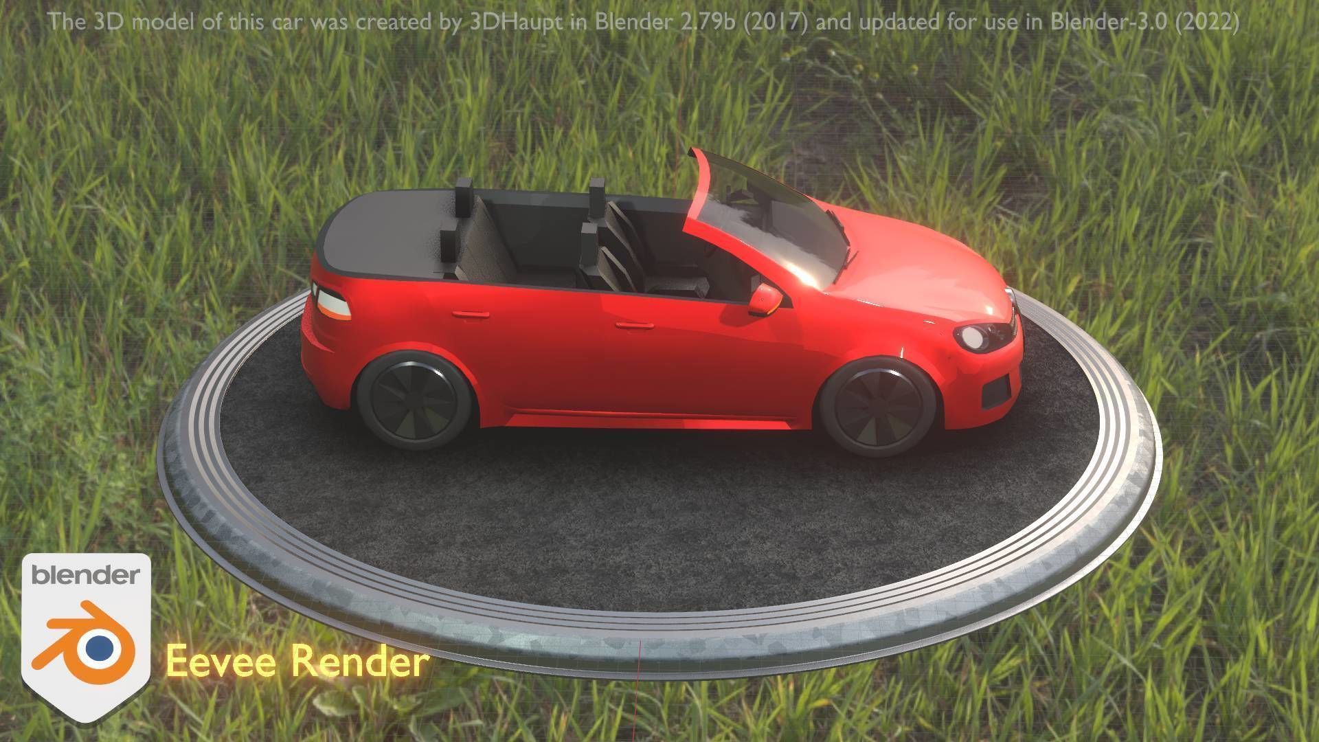 City Car 27 Compact Class Convertible Open Type-C Red Low-poly 3D model_87