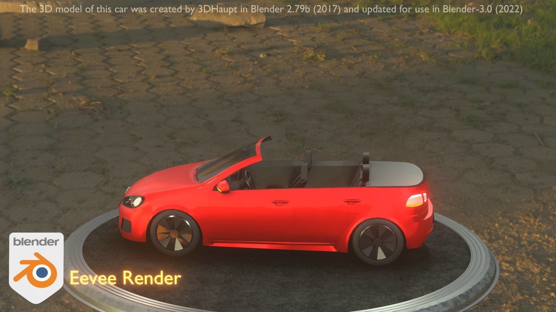 City Car 27 Compact Class Convertible Open Type-C Red Low-poly 3D model_36