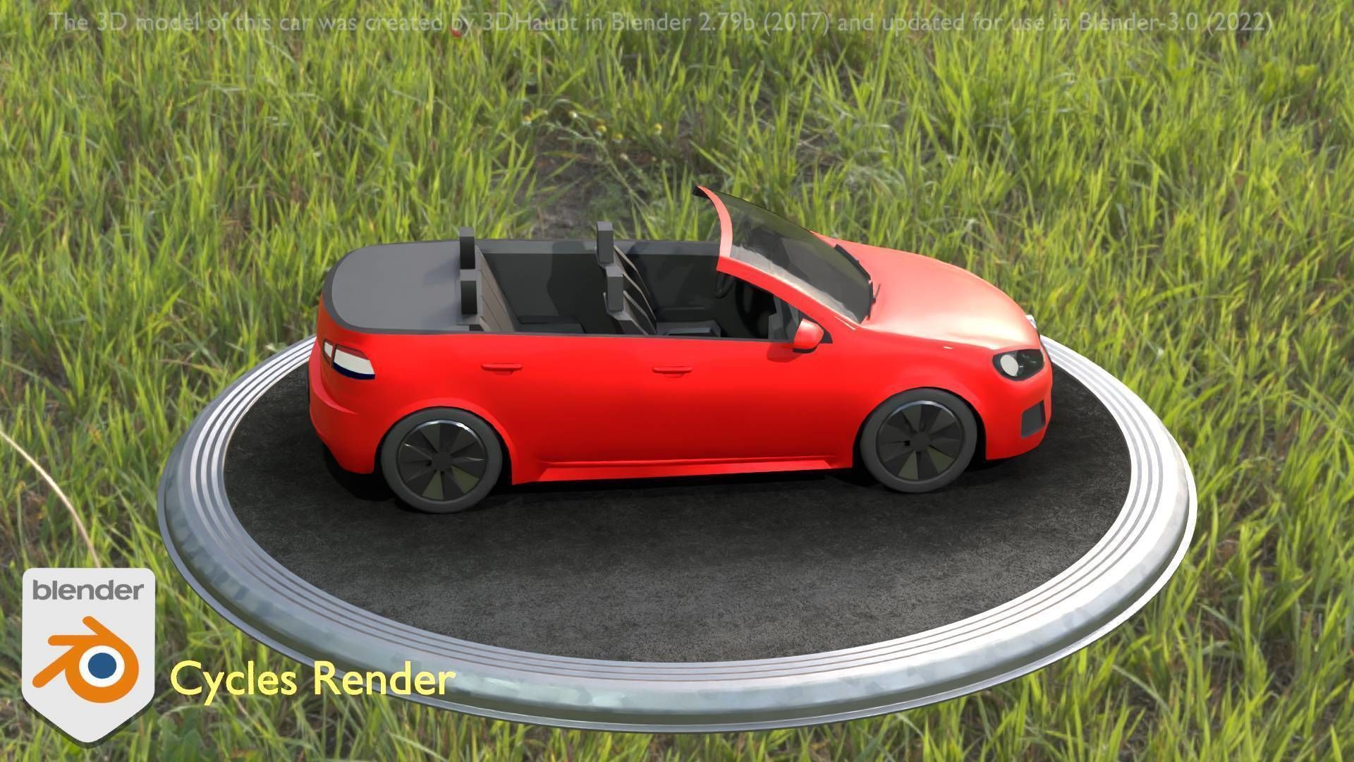 City Car 27 Compact Class Convertible Open Type-C Red Low-poly 3D model_65