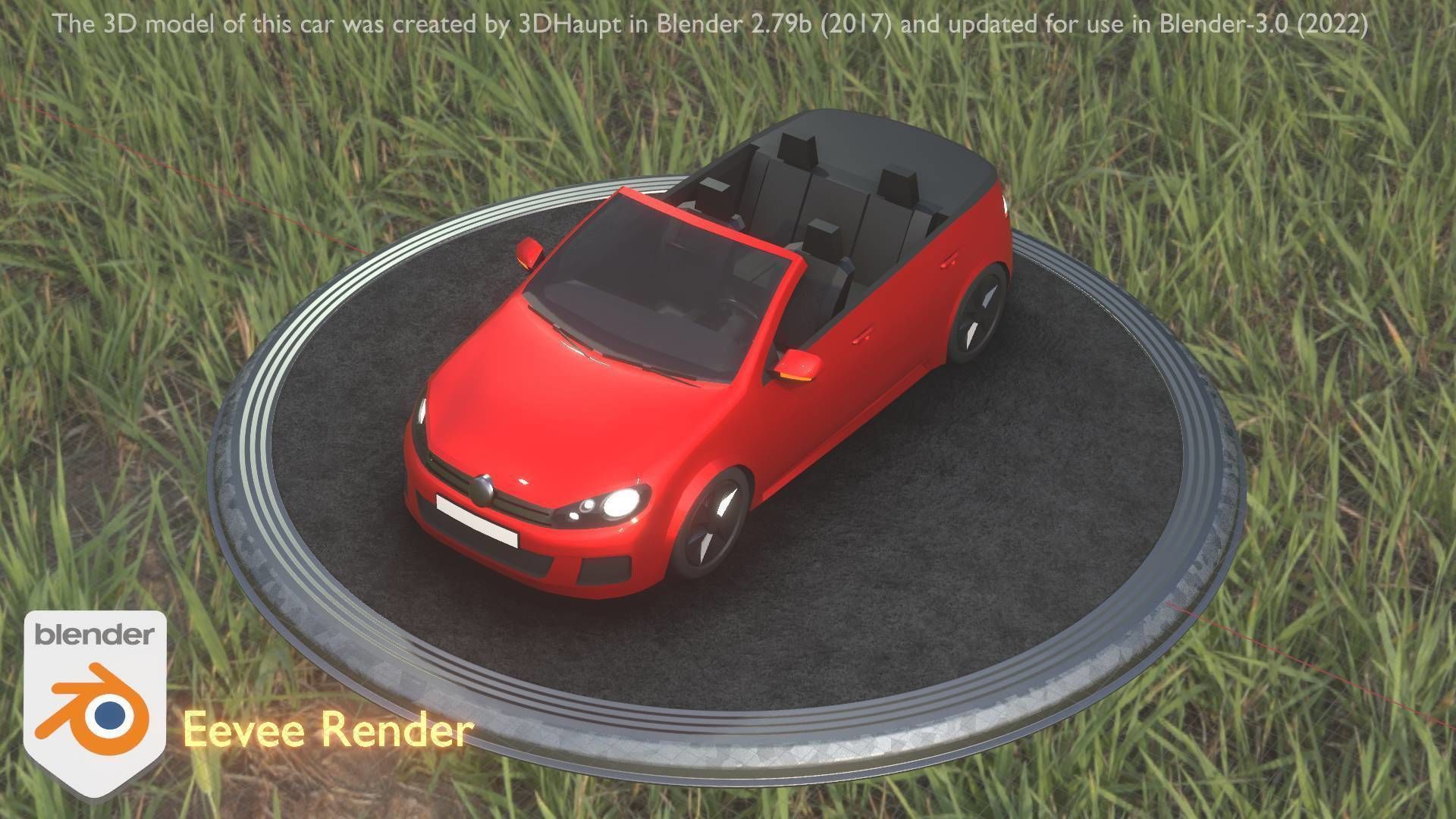 City Car 27 Compact Class Convertible Open Type-C Red Low-poly 3D model_14