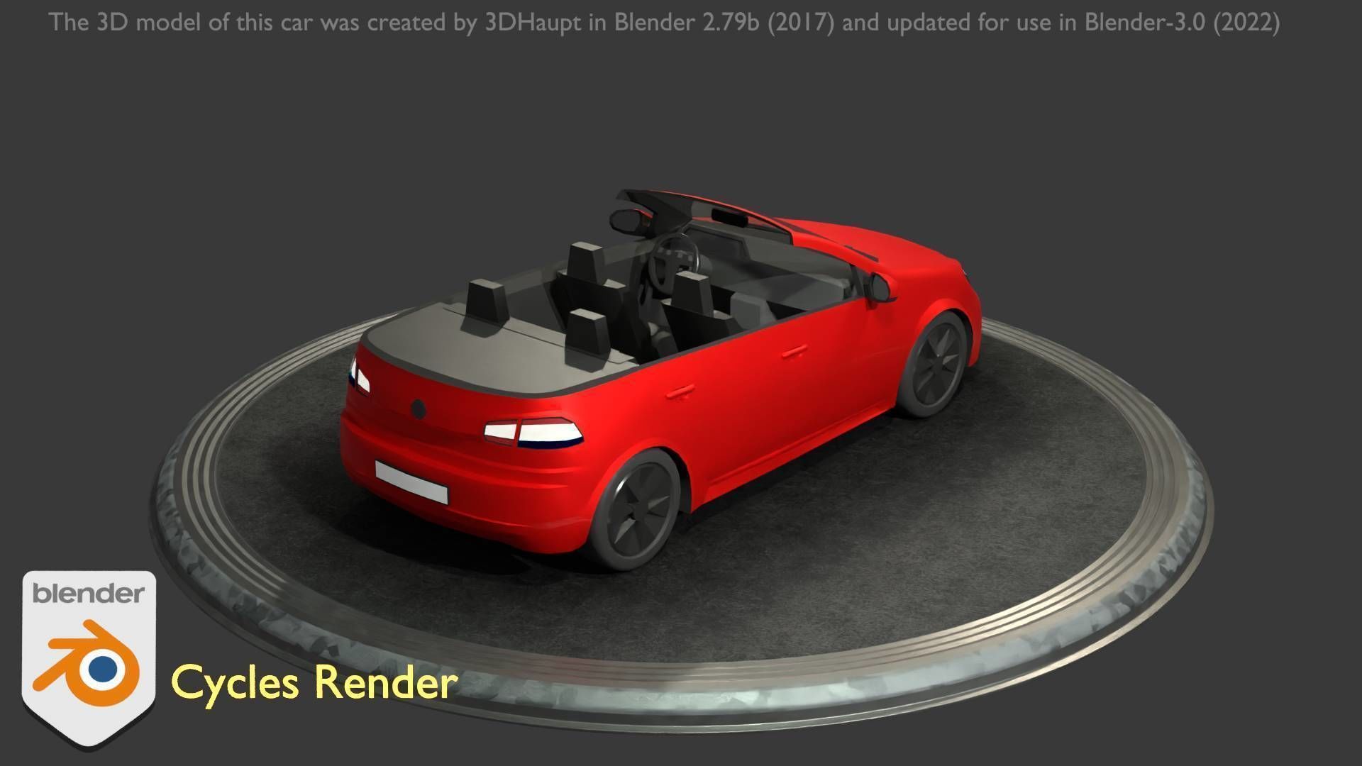 City Car 27 Compact Class Convertible Open Type-C Red Low-poly 3D model_62