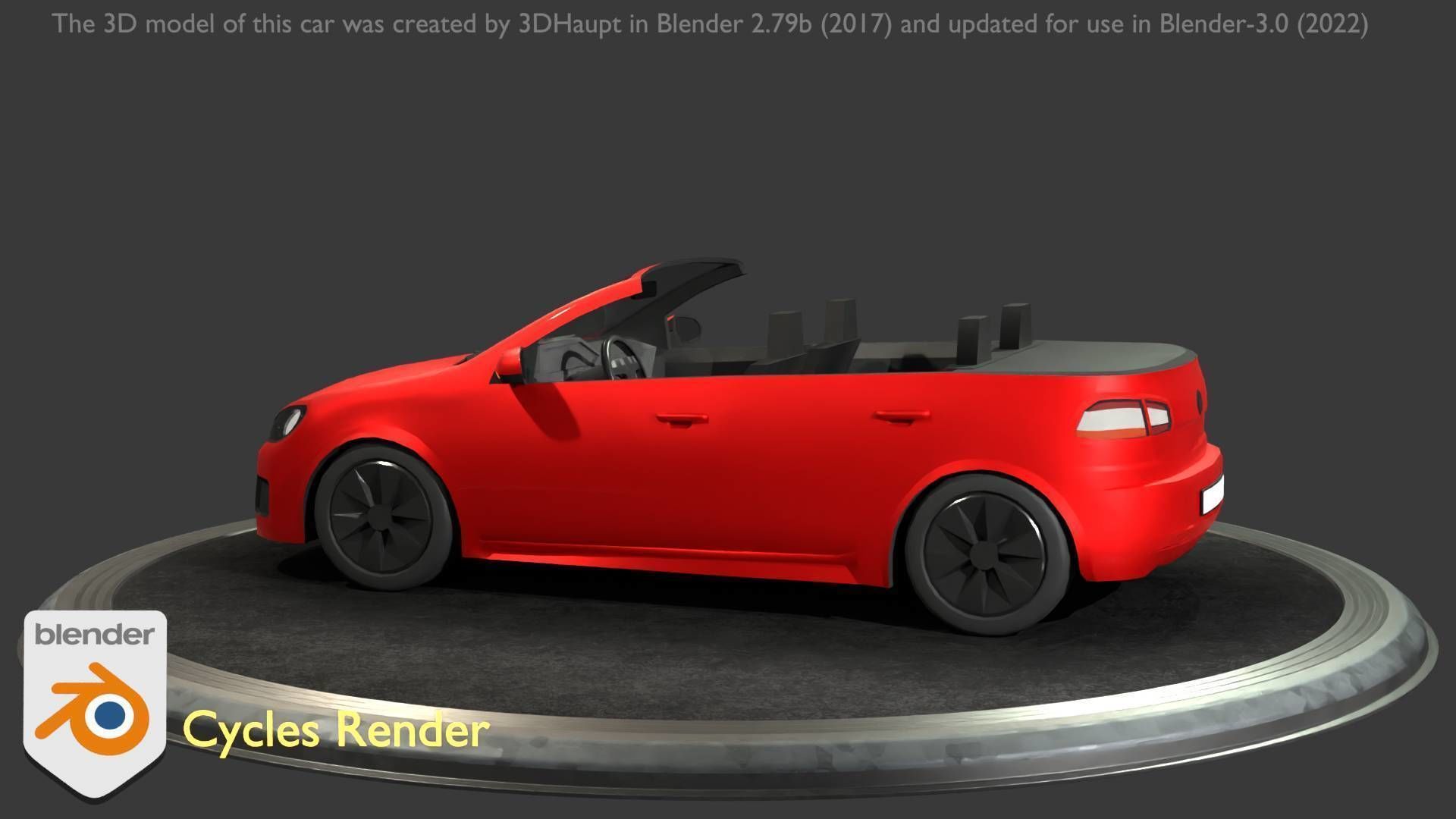 City Car 27 Compact Class Convertible Open Type-C Red Low-poly 3D model_55