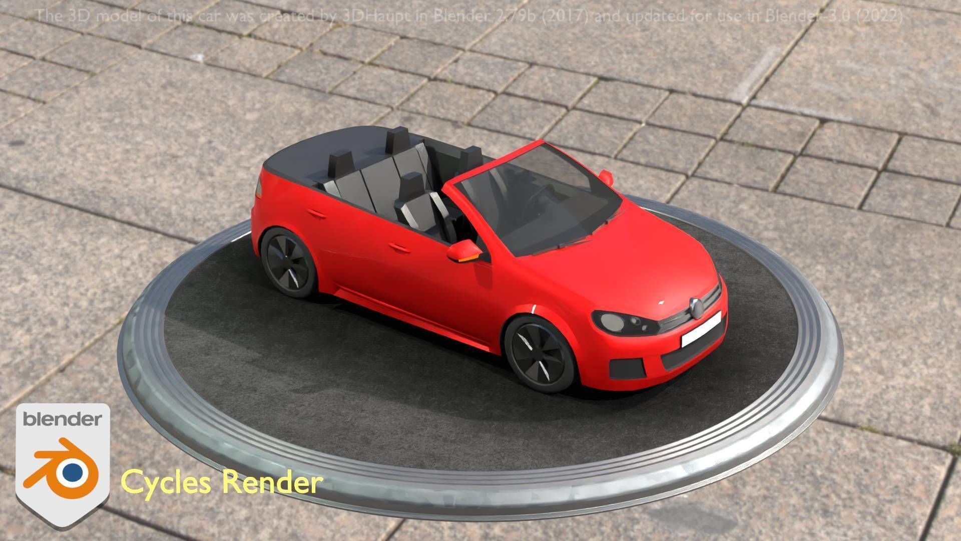 City Car 27 Compact Class Convertible Open Type-C Red Low-poly 3D model_64