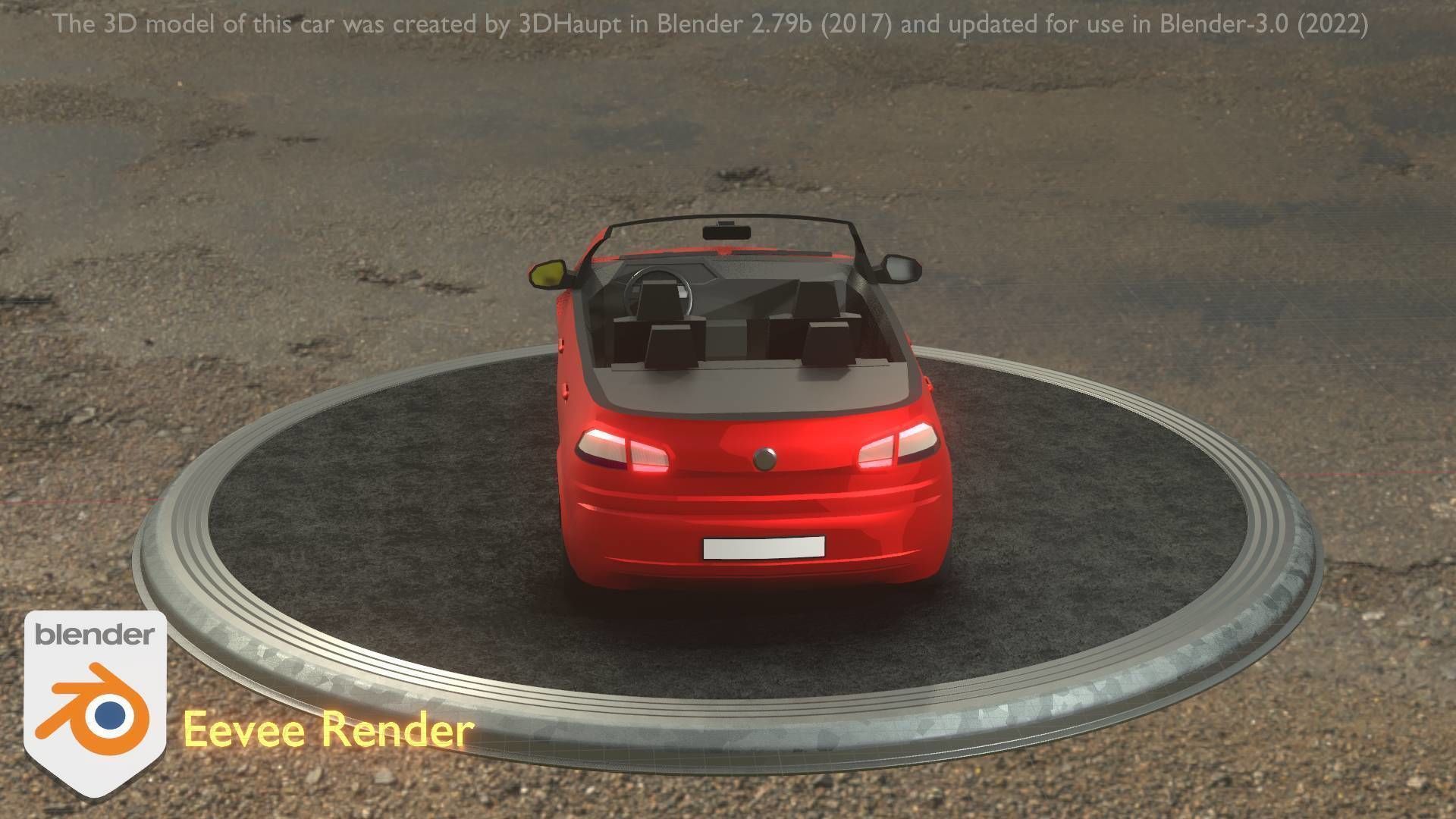 City Car 27 Compact Class Convertible Open Type-C Red Low-poly 3D model_105