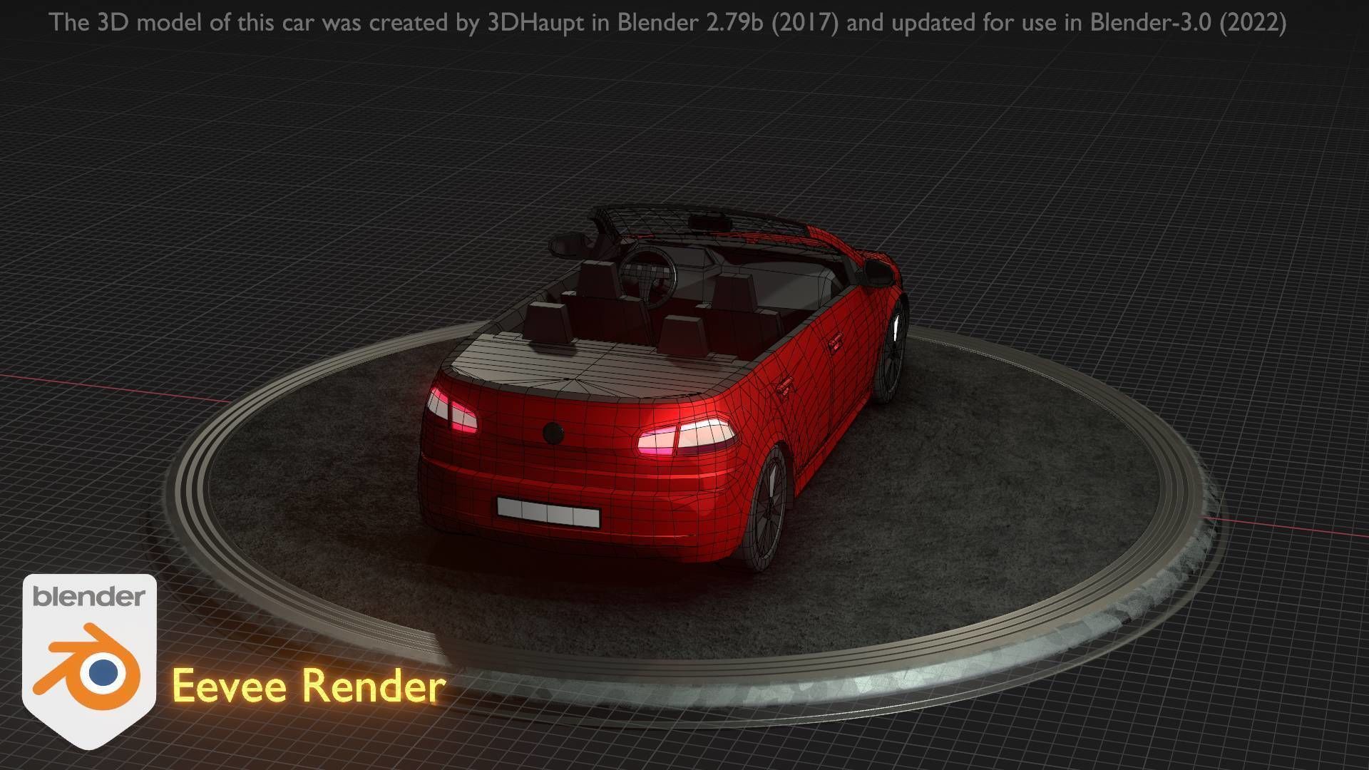 City Car 27 Compact Class Convertible Open Type-C Red Low-poly 3D model_17